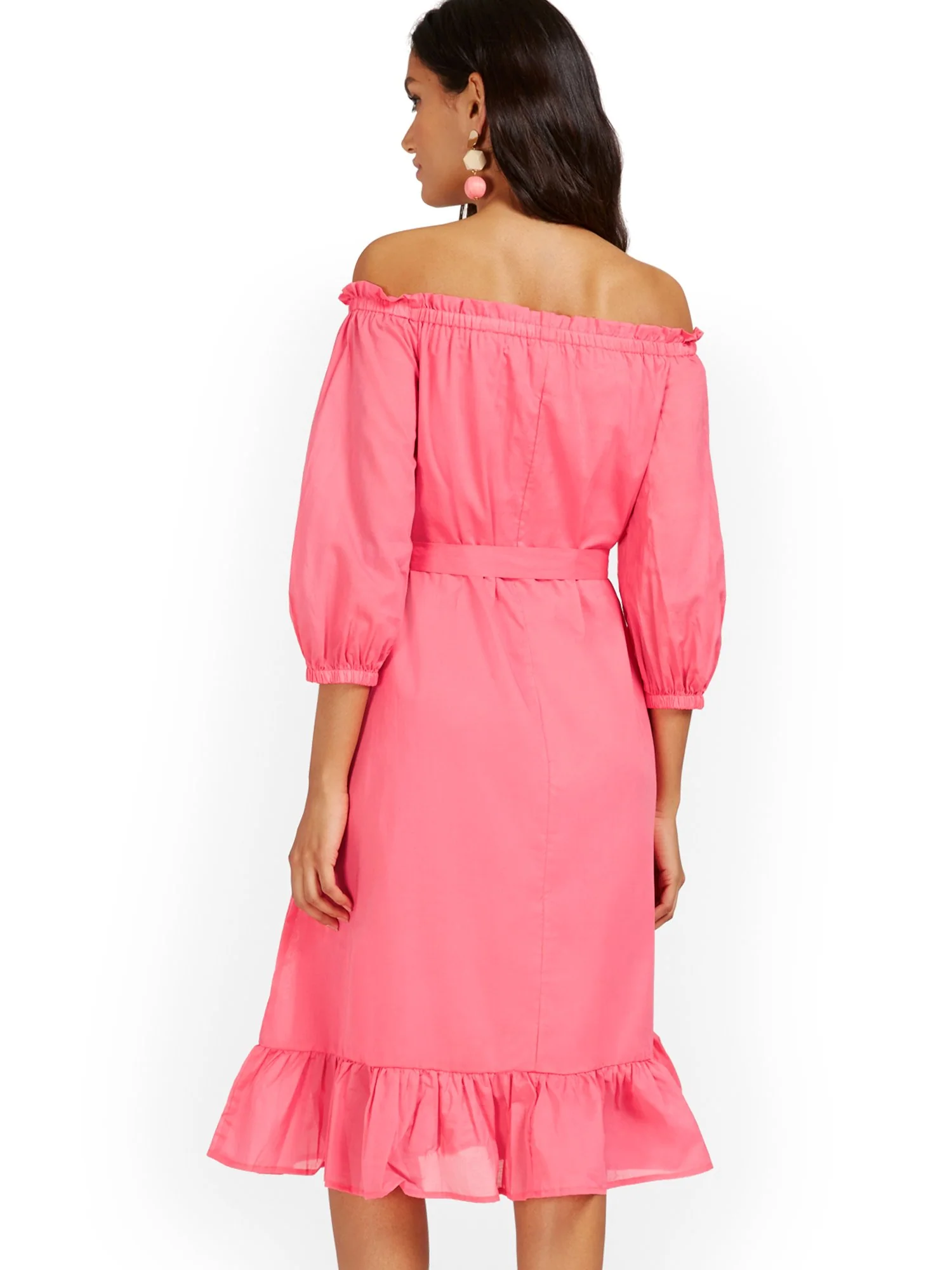 Pink Off-The-Shoulder Ruffle-Hem Dress - Image 3