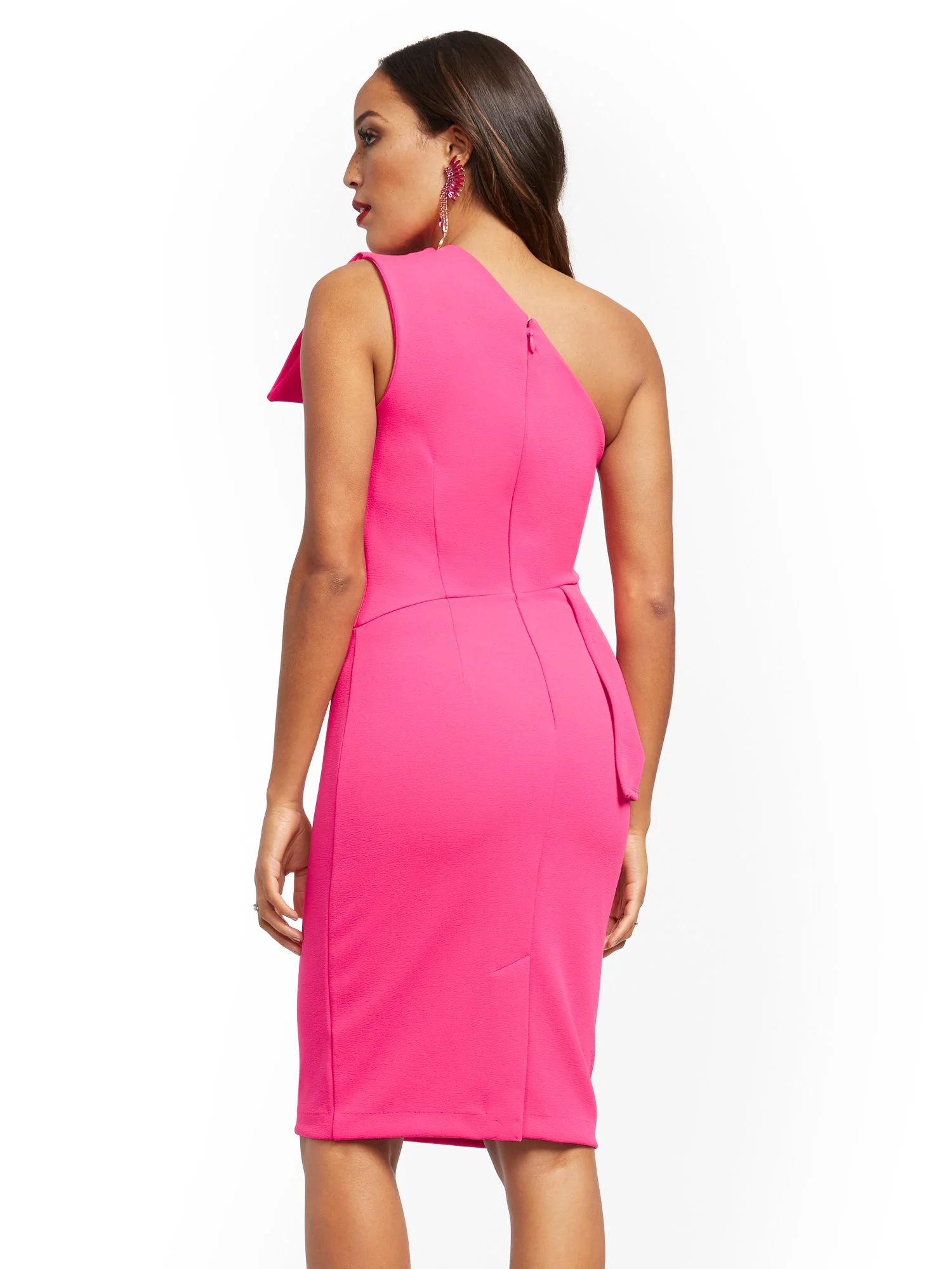 Pink One-Shoulder Sheath Dress - Image 3