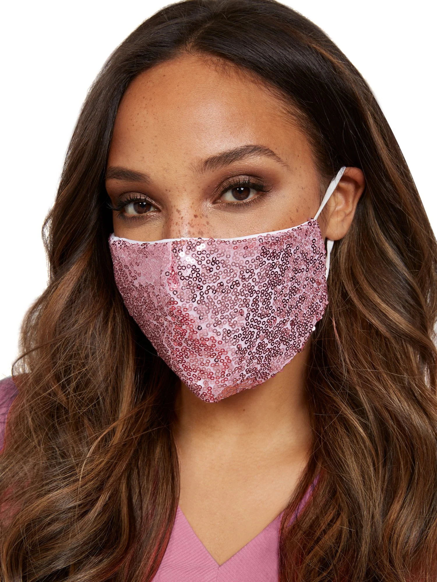 Pink Sequined Face Mask