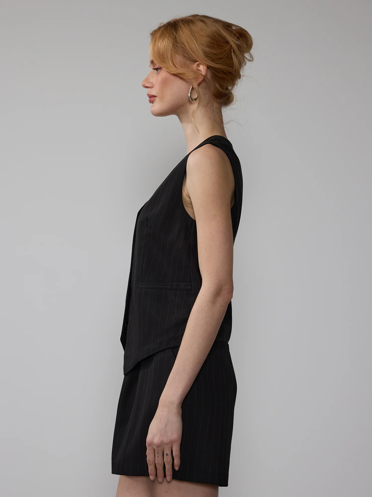 Pinstripe Fitted Sleeveless Vest - Image 2