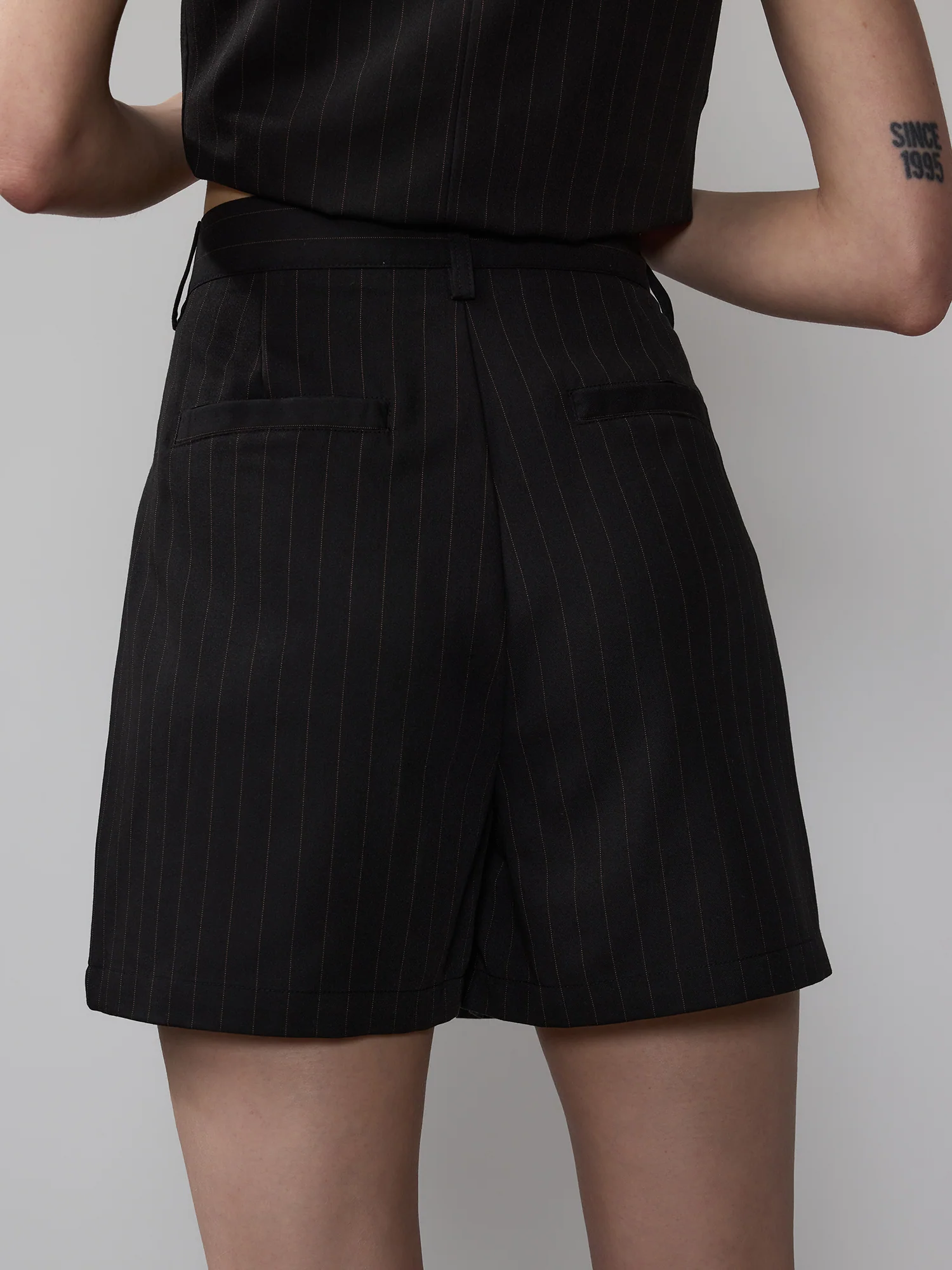 Pinstripe Pleated Shorts - Image 3