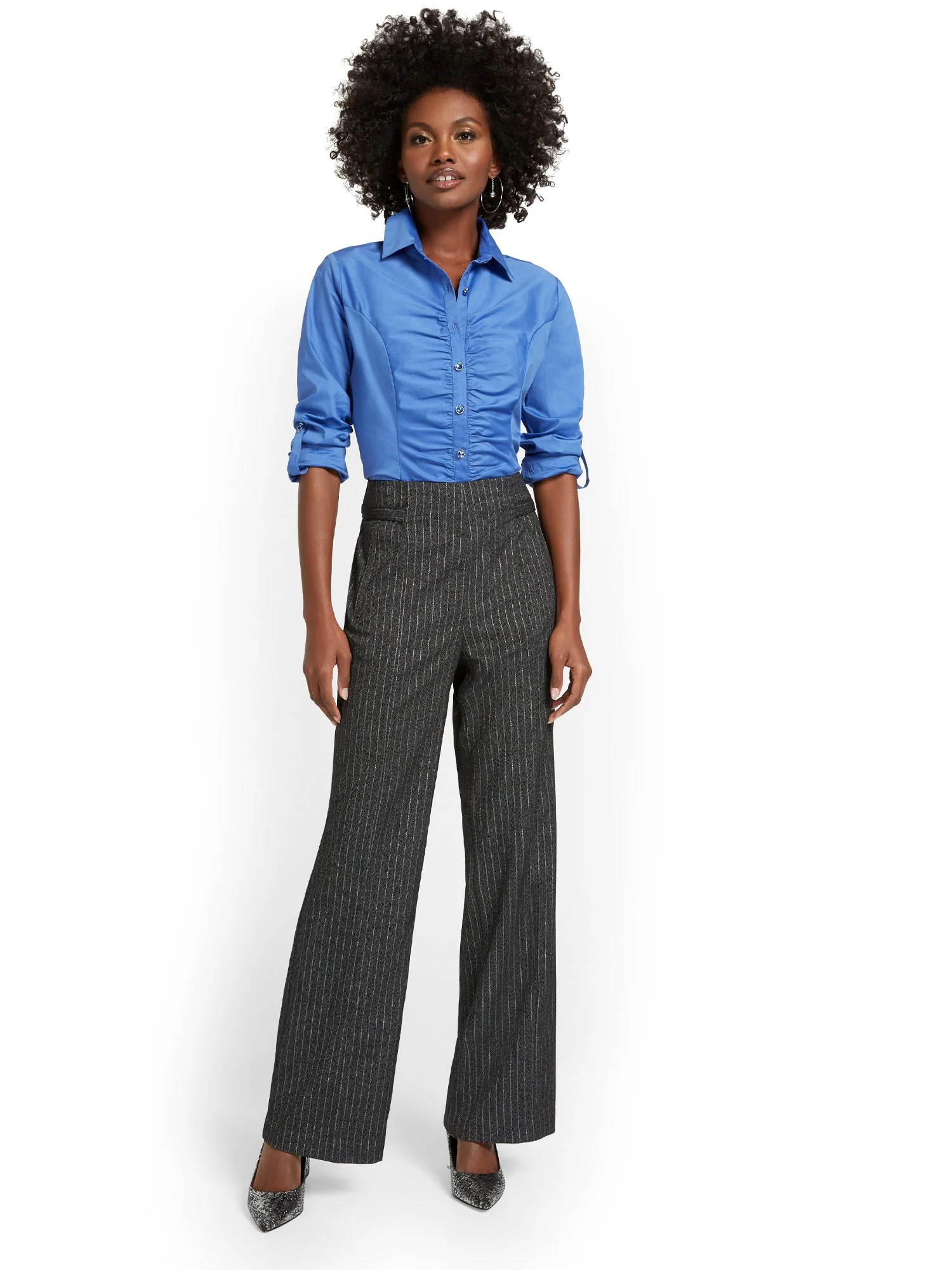 Pinstripe Wide-Leg Pant - Image 5