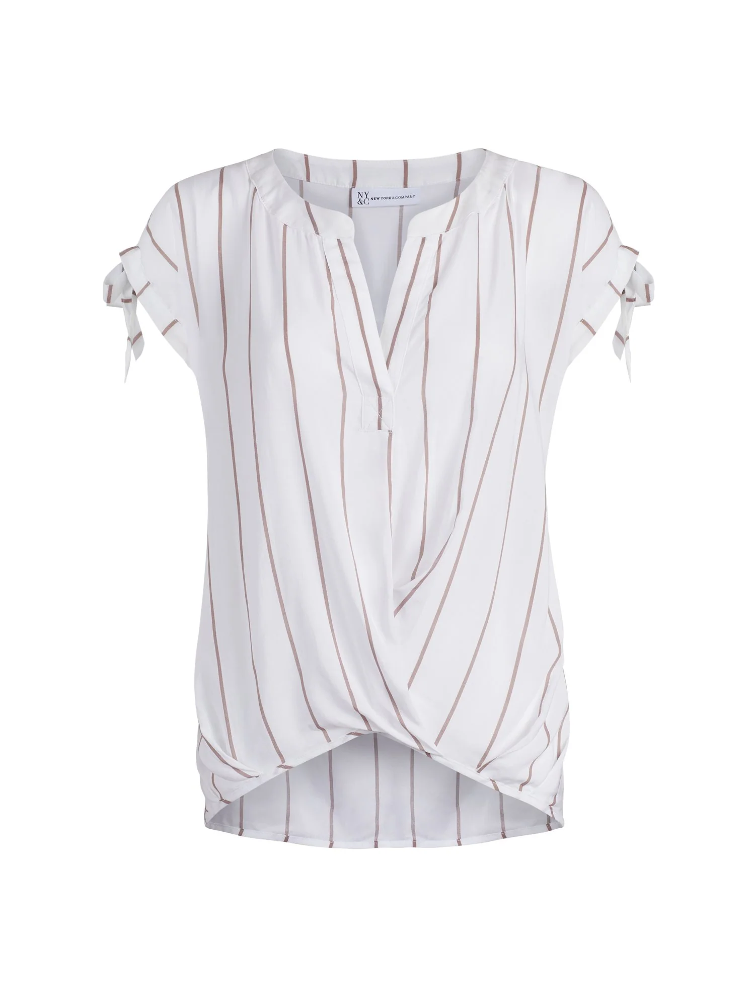 Pinstriped Split-Neck Blouse