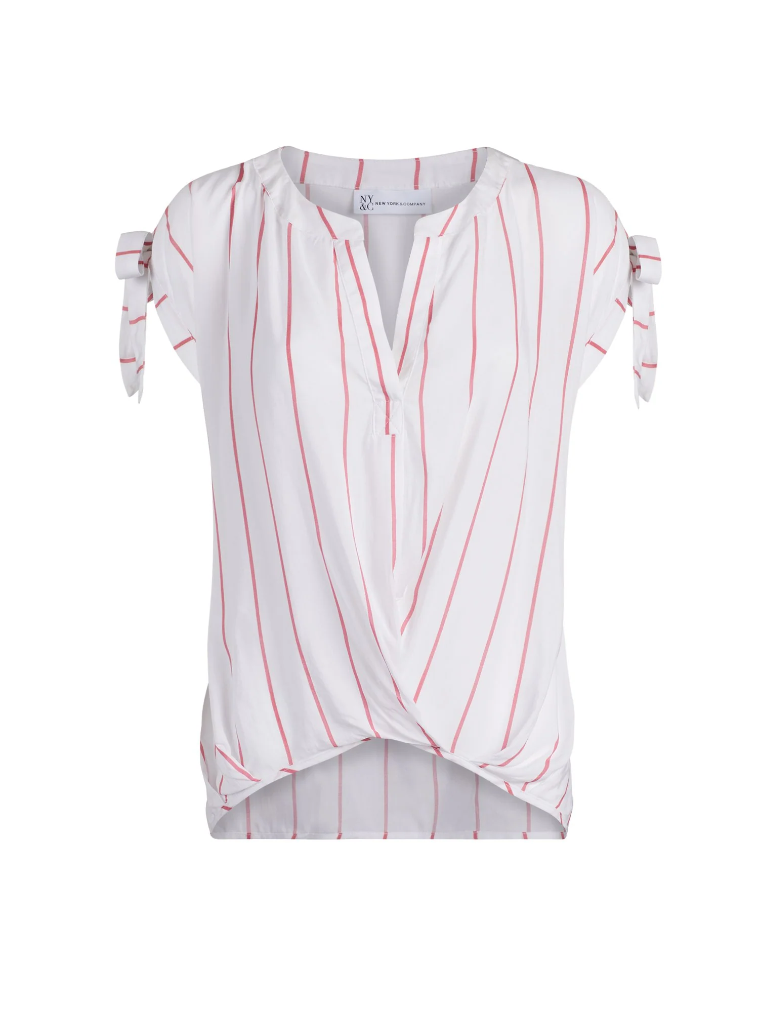 Pinstriped Split-Neck Blouse - Image 12