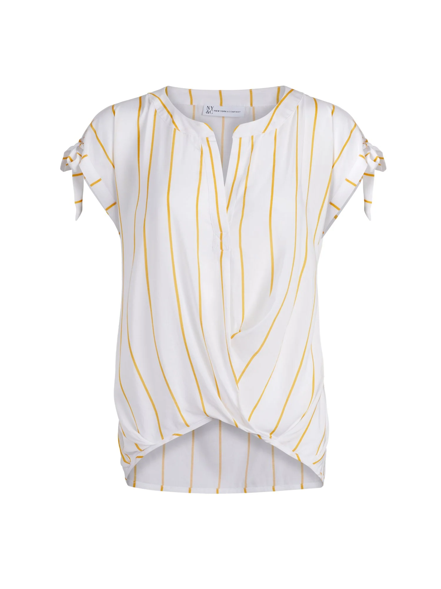 Pinstriped Split-Neck Blouse - Image 6