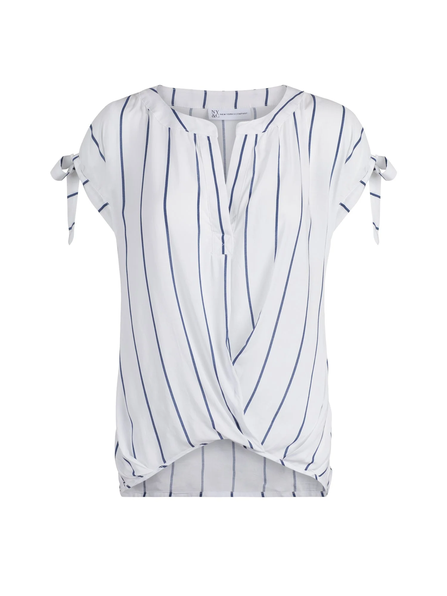 Pinstriped Split-Neck Blouse - Image 9