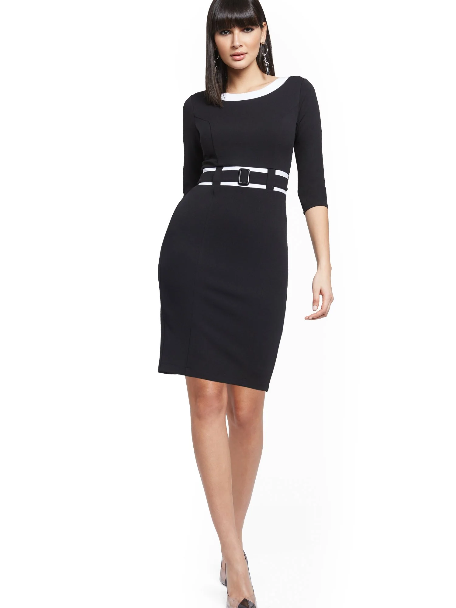 Piped Belted Sheath Dress - Magic Crepe® - Image 4
