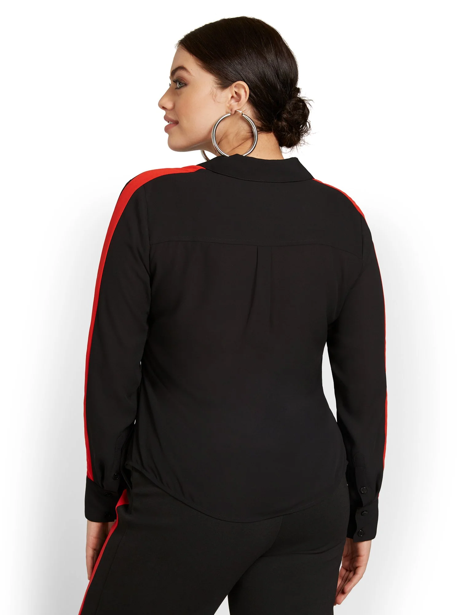 Piped Button-Front Shirt - Image 3