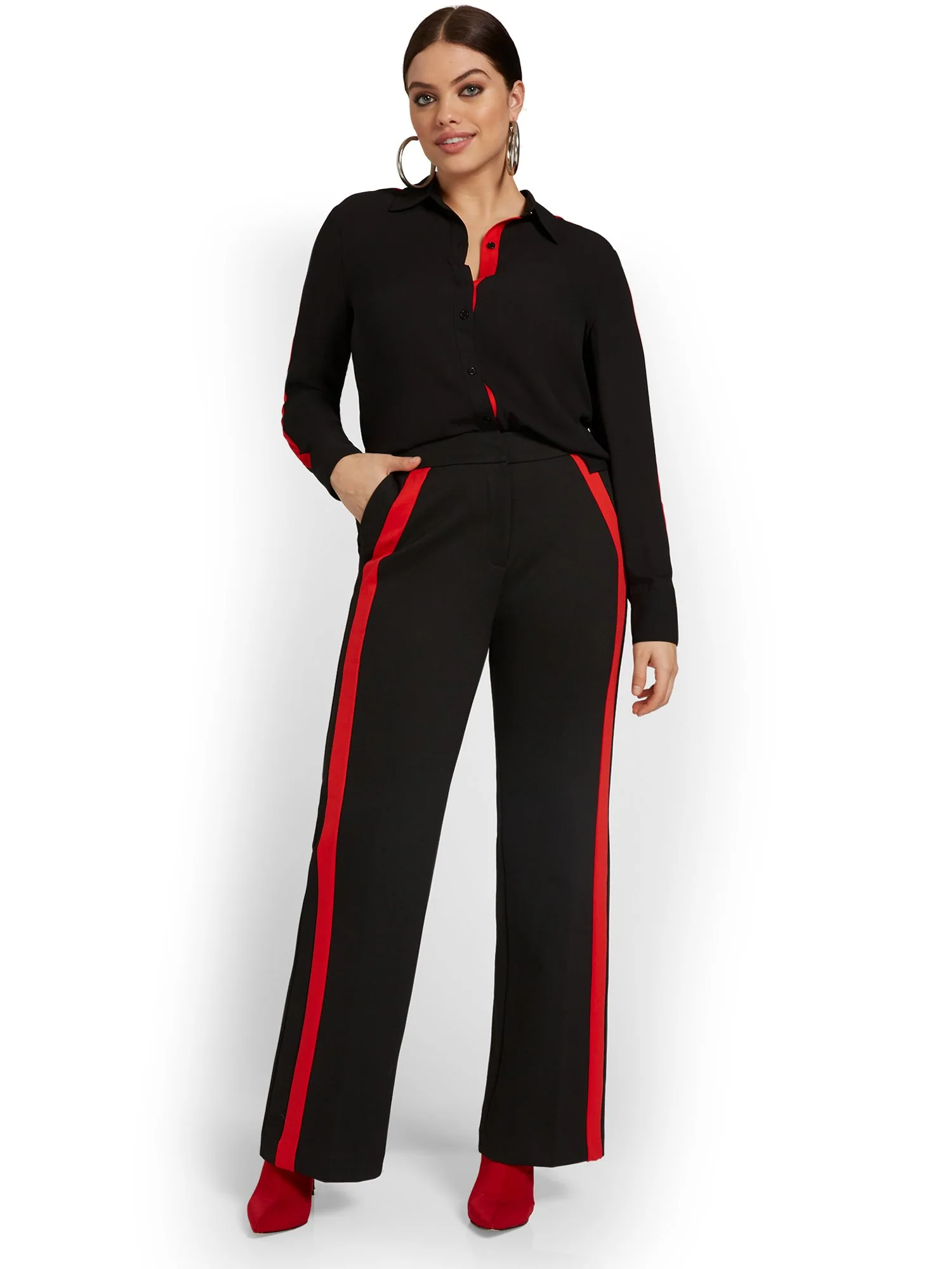 Piped Button-Front Shirt - Image 4
