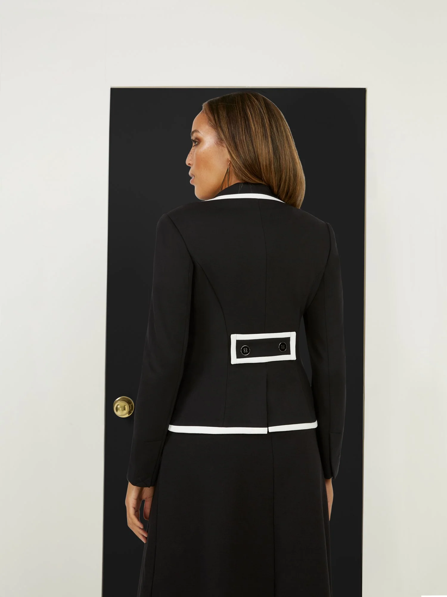 Piped Double-Button Ponte Jacket - Superflex - Image 3