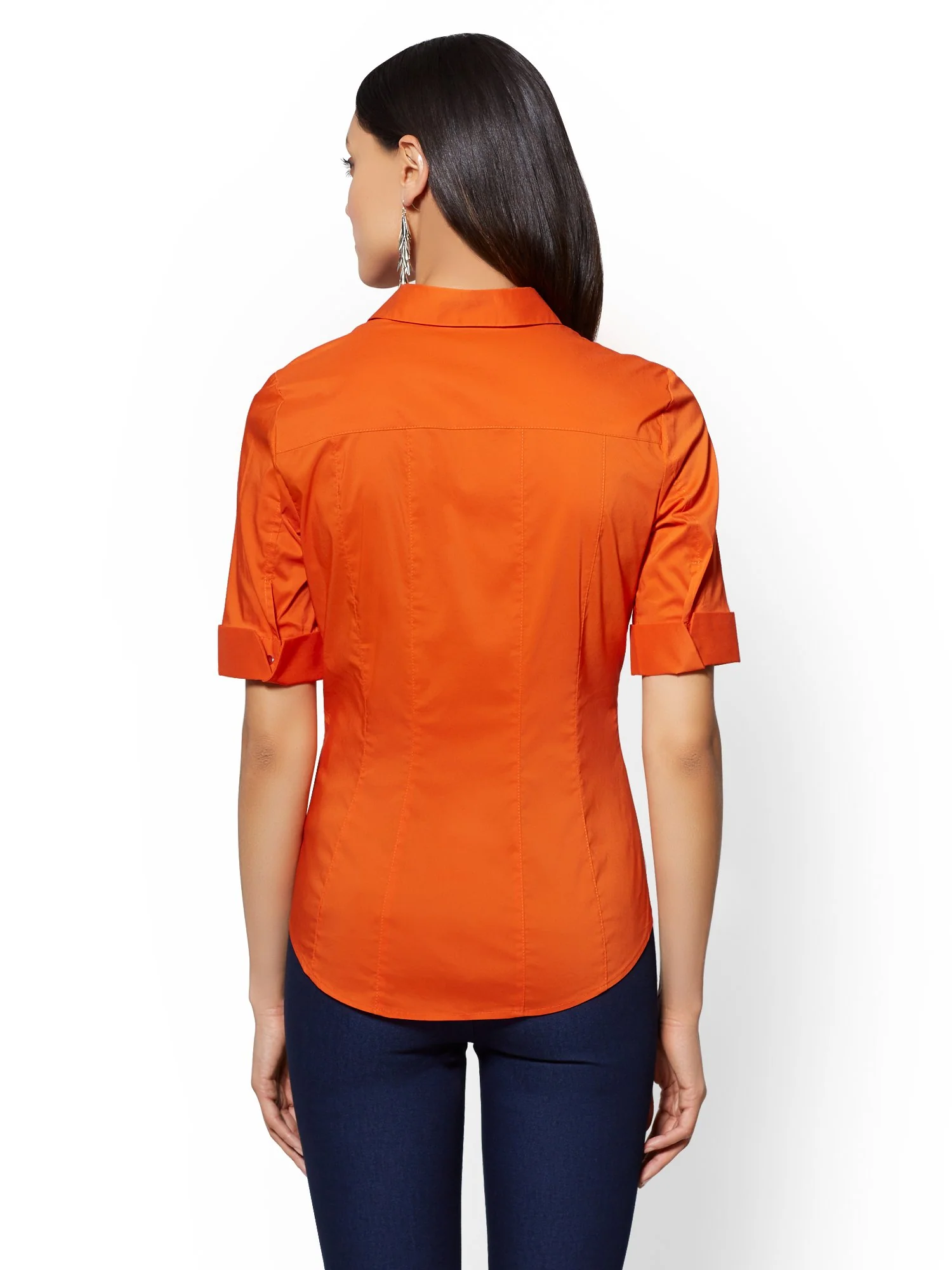 Piped Elbow Sleeve Madison Stretch Shirt - 7th Avenue - Image 30