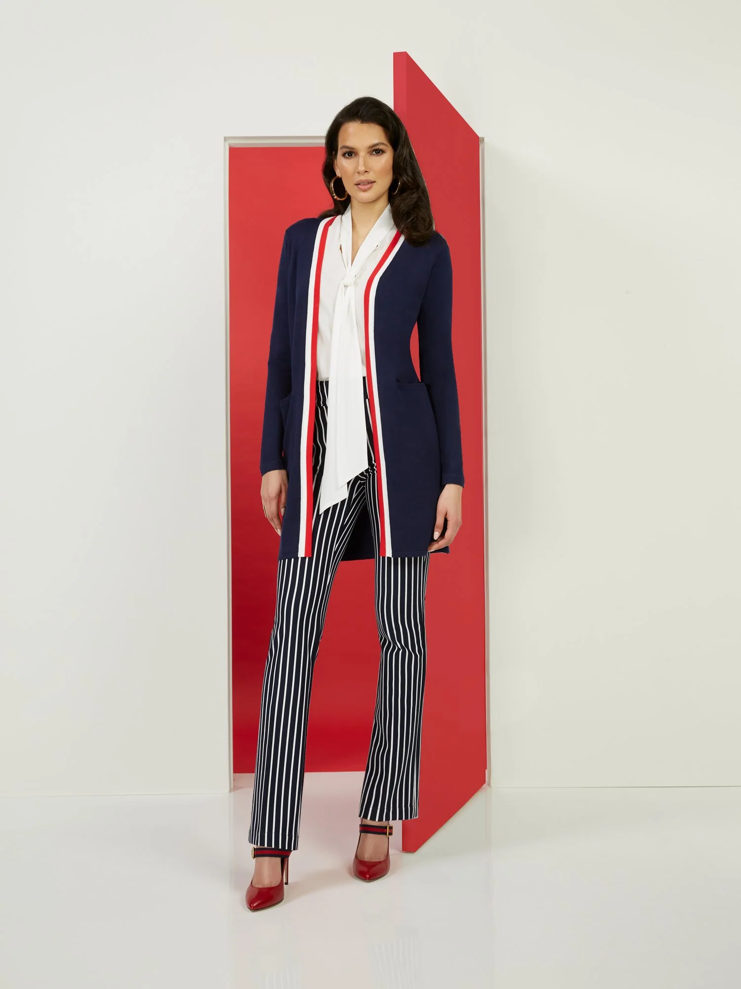 Piped Long-Length Cardigan