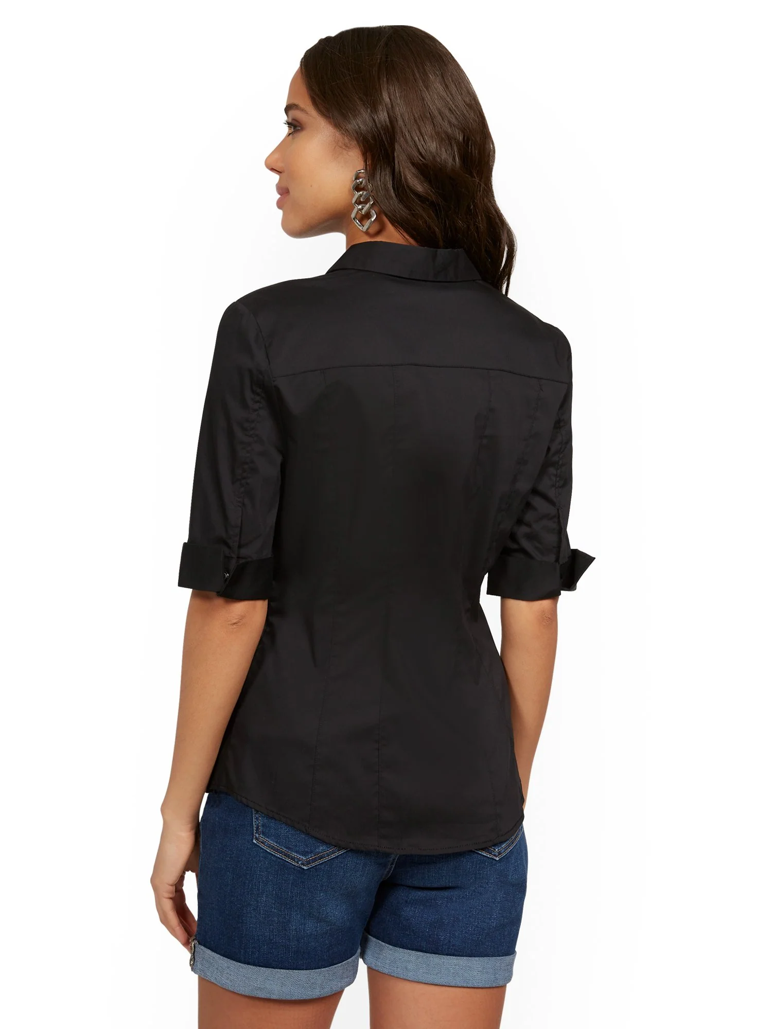 Piped Madison Stretch Shirt - Secret Snap - 7th Avenue - Image 3