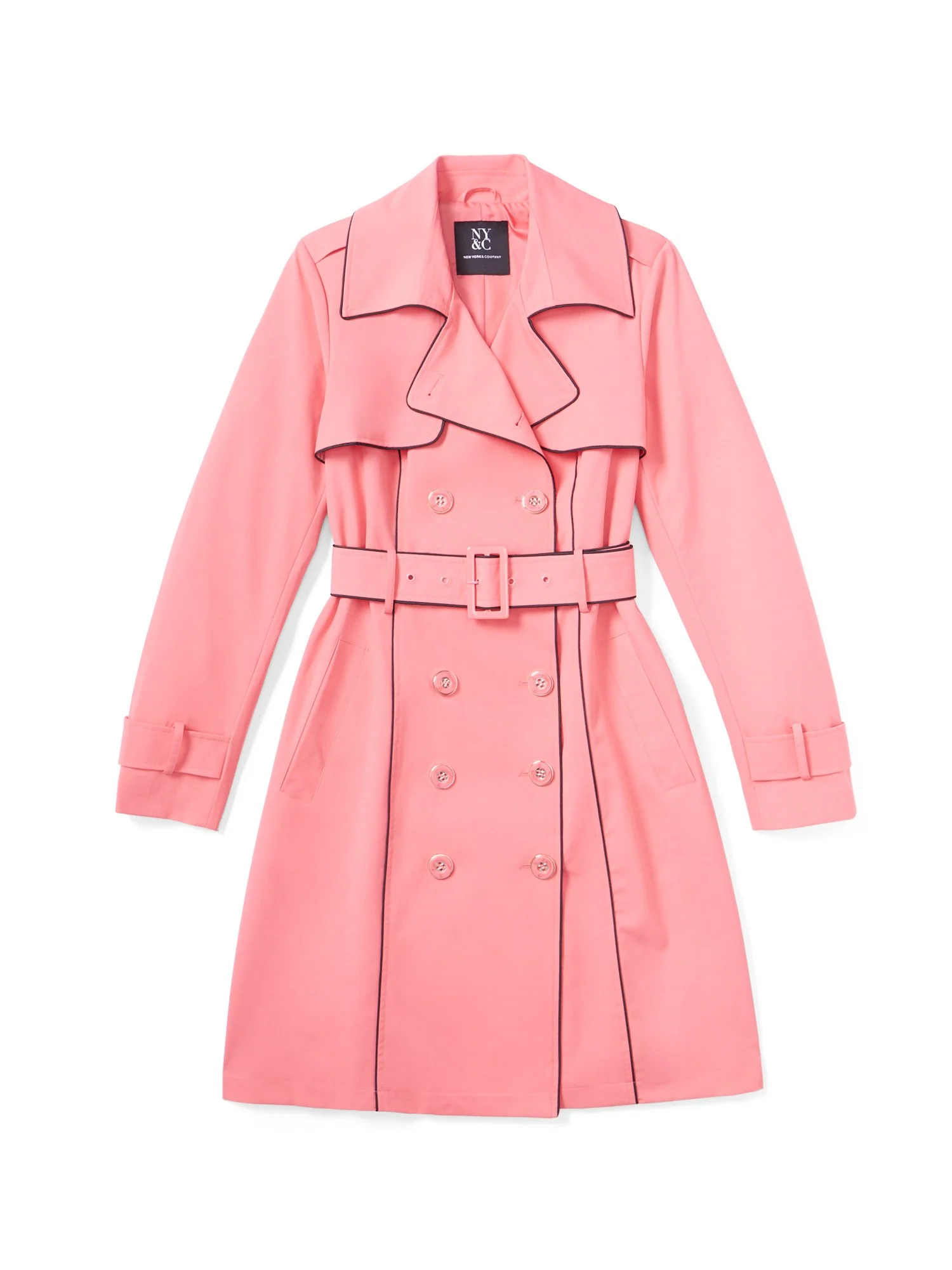 Piped Military Belted Trenchcoat - City Trench Collection - Image 14