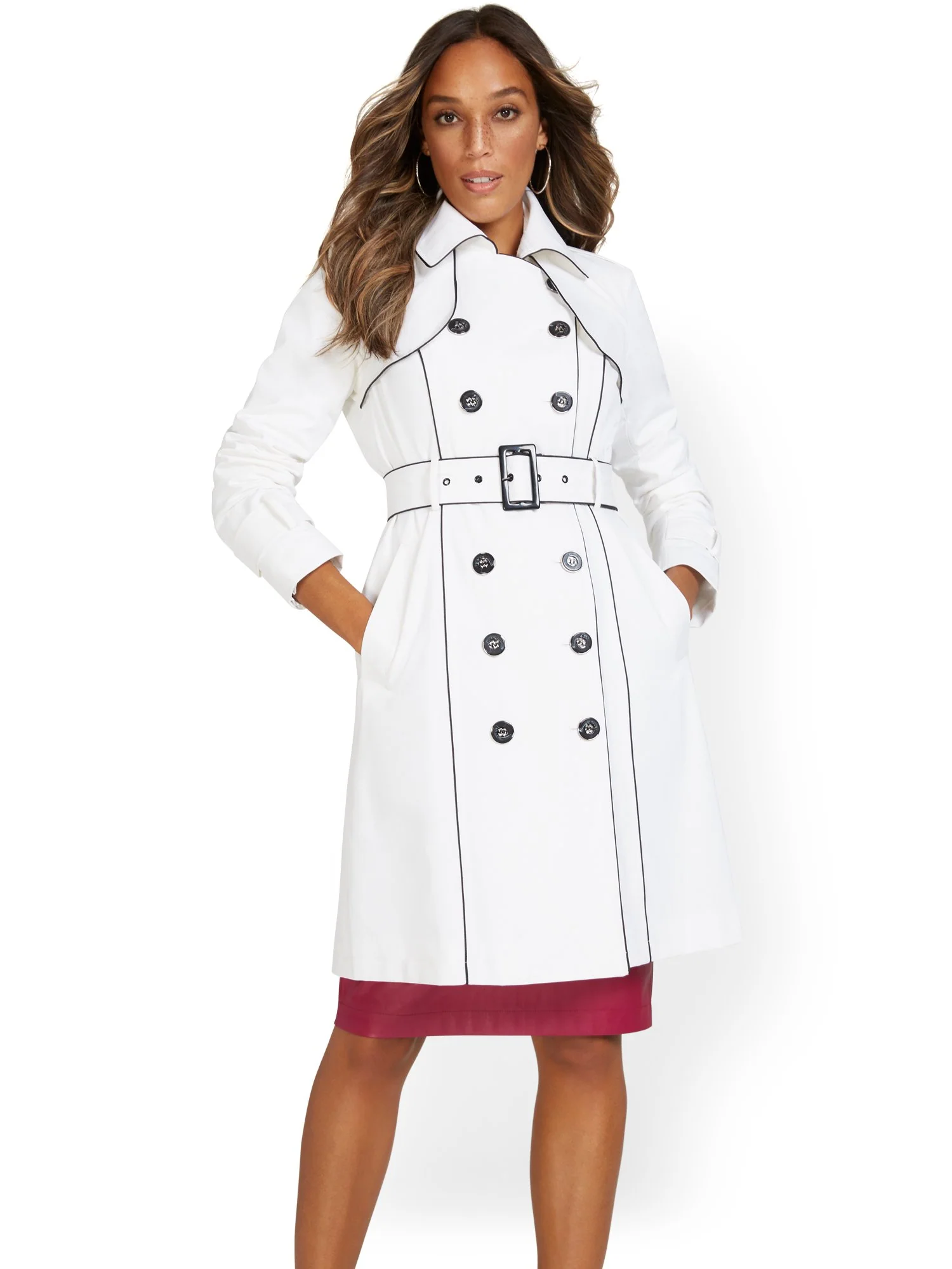 Piped Military Belted Trenchcoat - City Trench Collection - Image 8