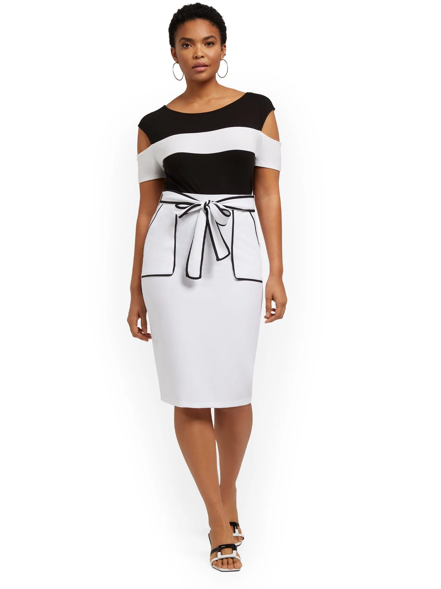 Piped Tie-Waist Pencil Skirt - Image 4