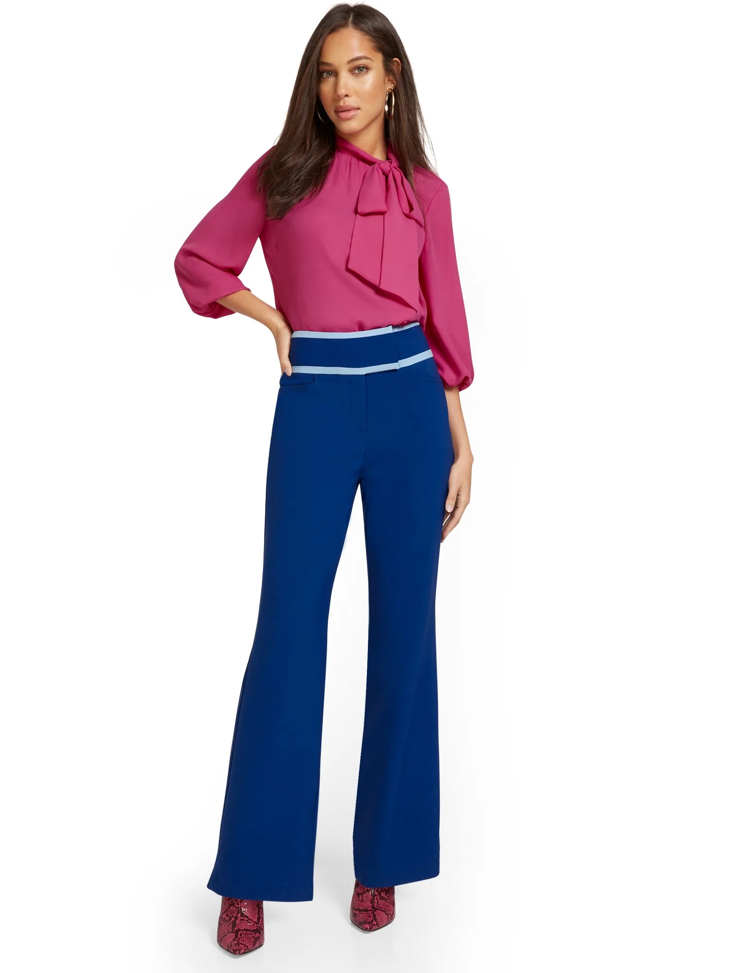 Piped Wide-Leg Pant - Essential Stretch - 7th Avenue - Image 4