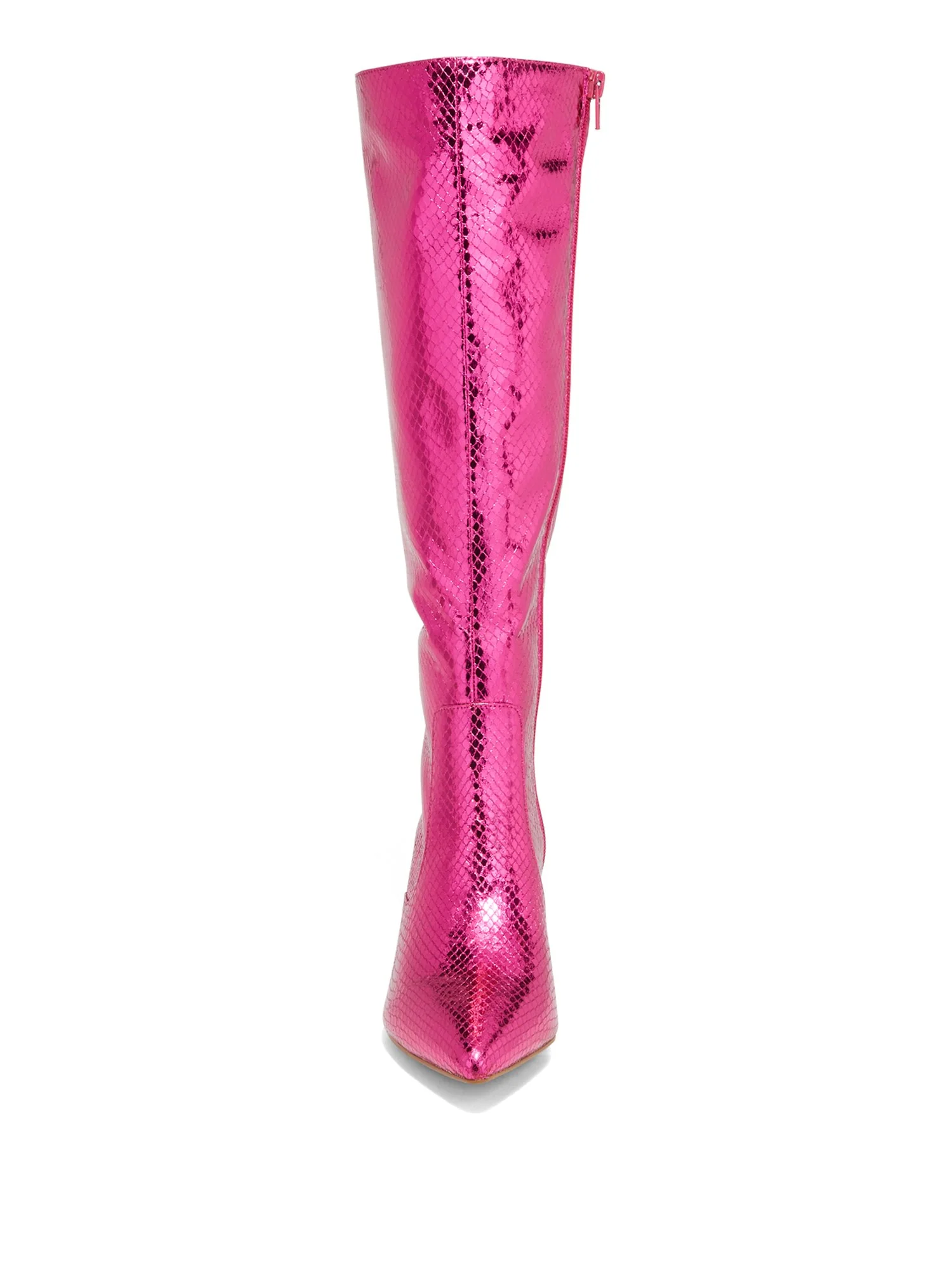 Piper Tall High Heel Boot - Pink Metallic Snake - Image 4