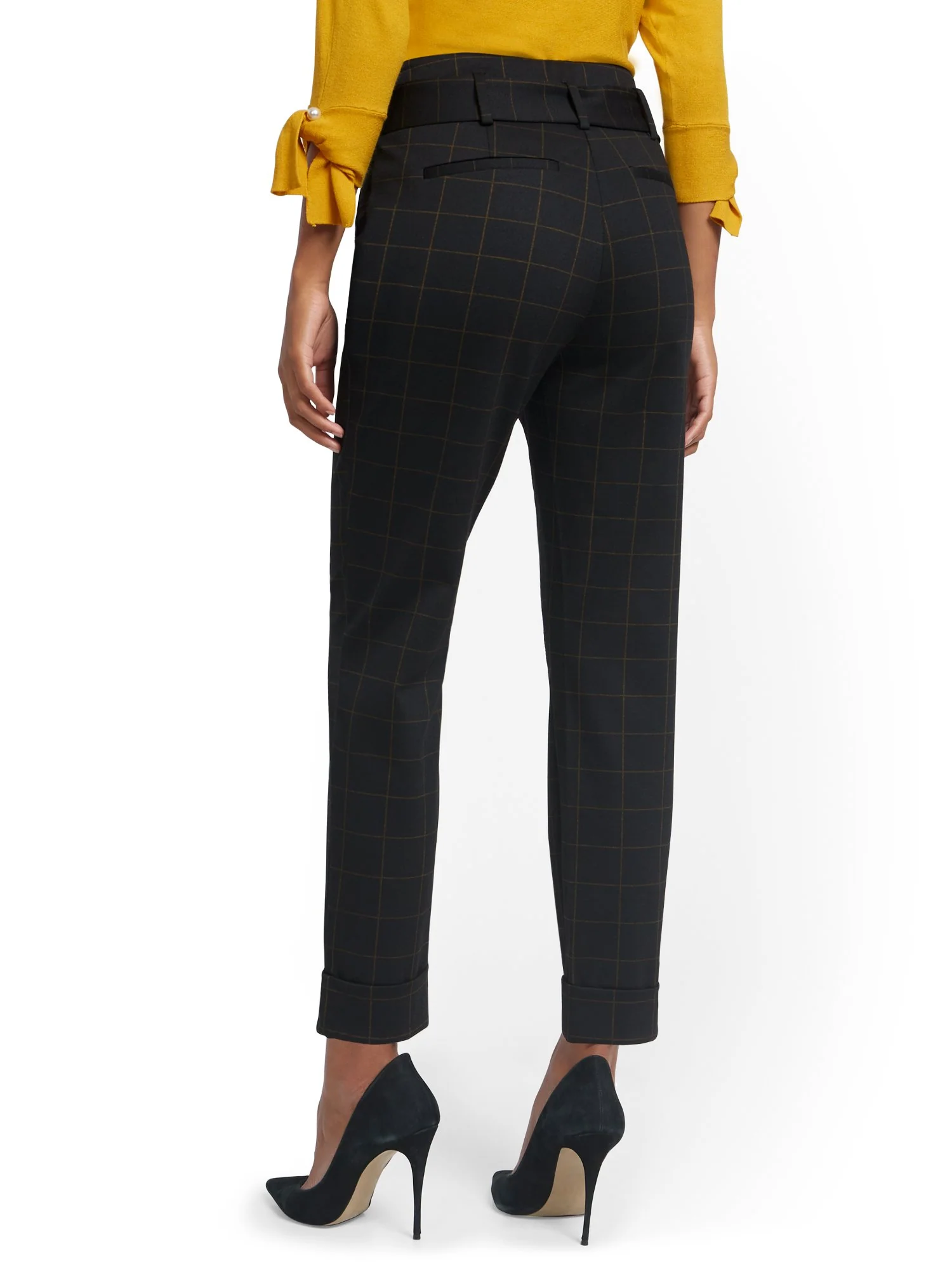 Plaid Bow-Accent Pull-On Ankle Pant - Superflex - Image 3