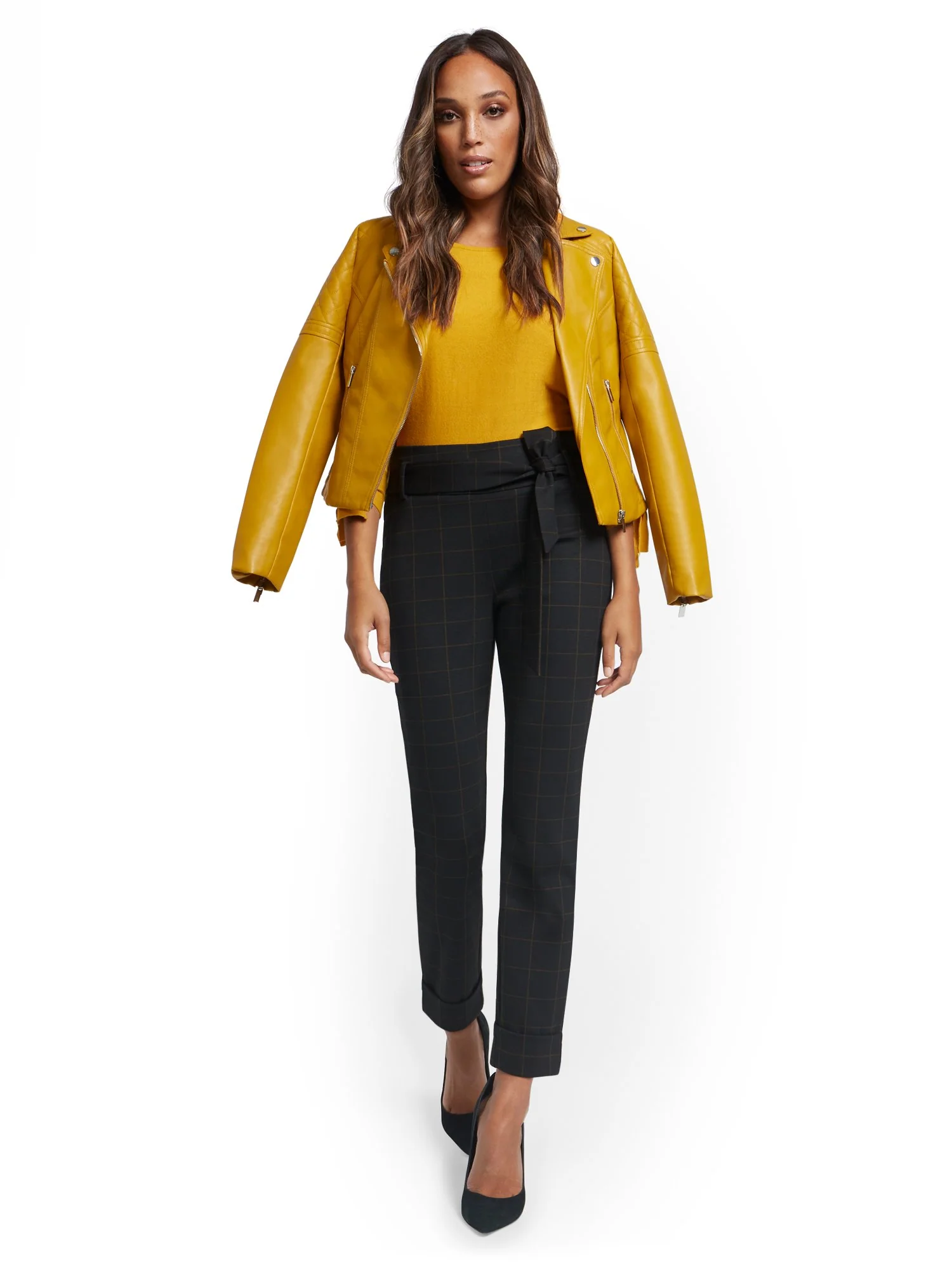 Plaid Bow-Accent Pull-On Ankle Pant - Superflex - Image 4