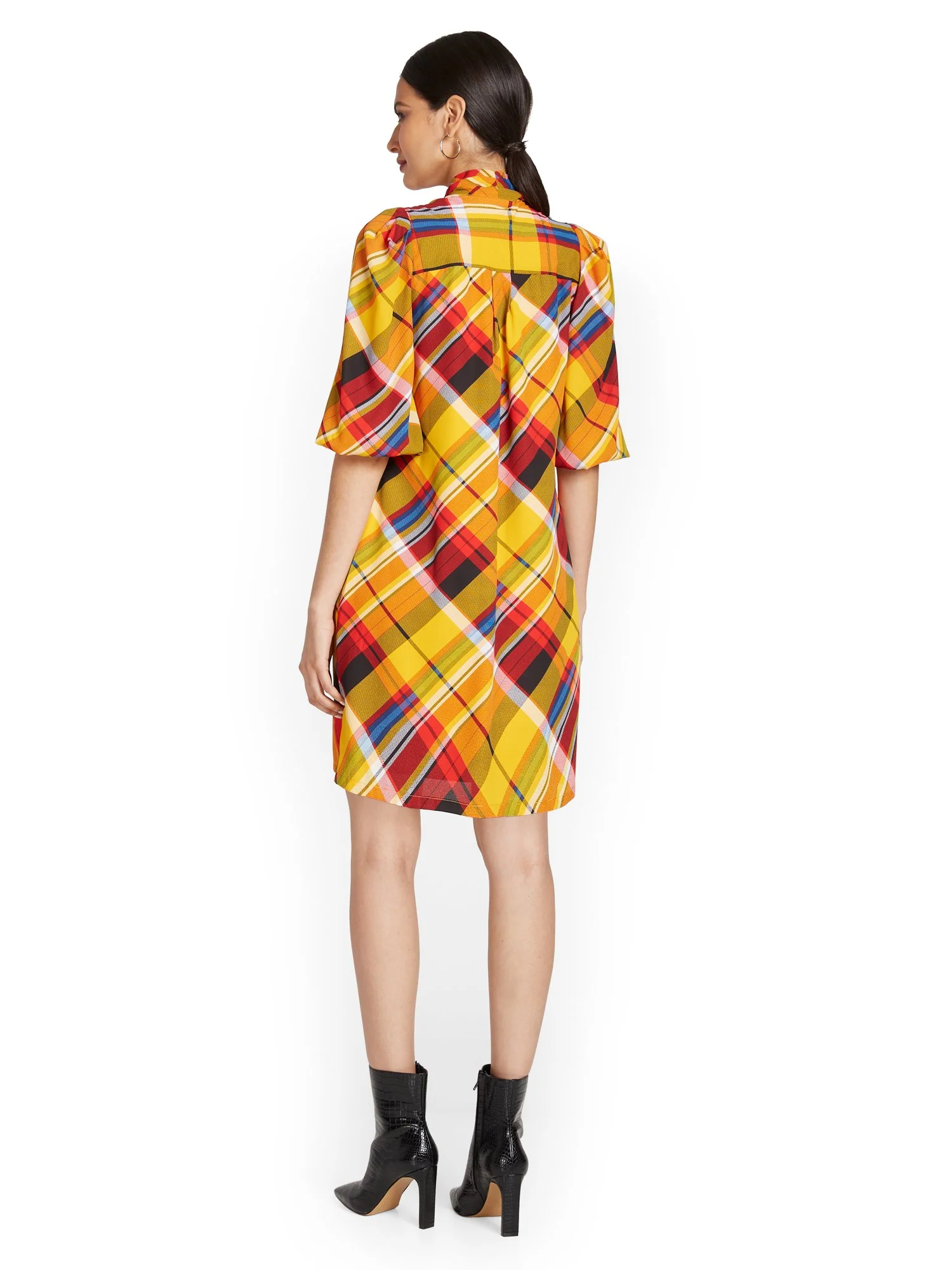 Plaid Bow-Front Shift Dress - Image 3
