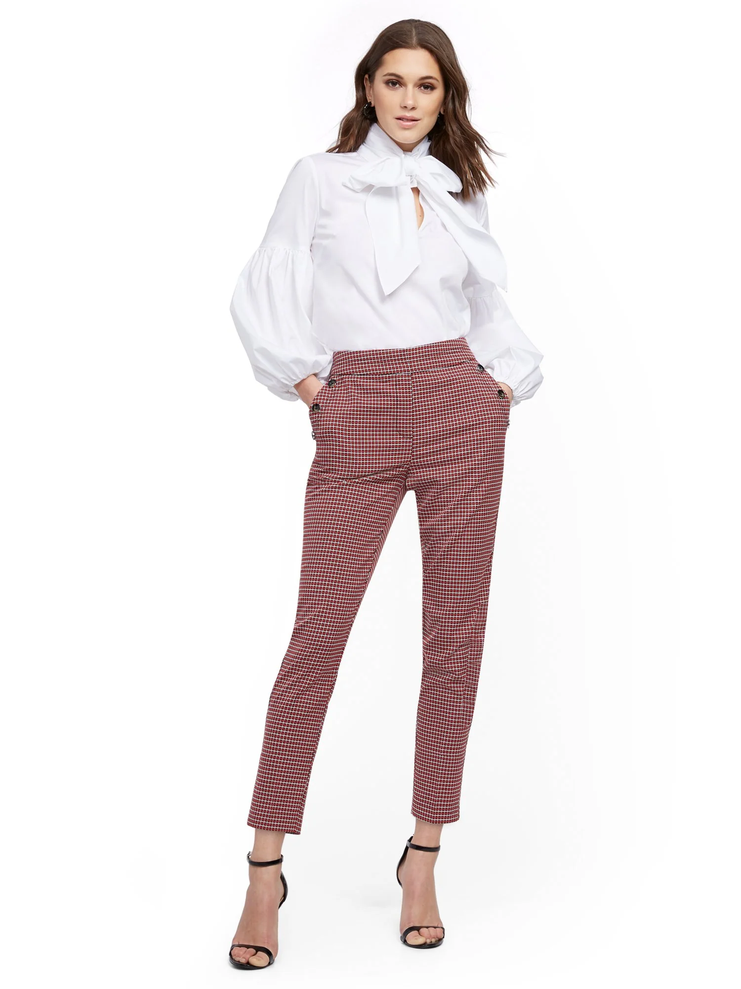 Plaid Button-Accent Modern Ankle Pant - 7th Avenue - Image 4