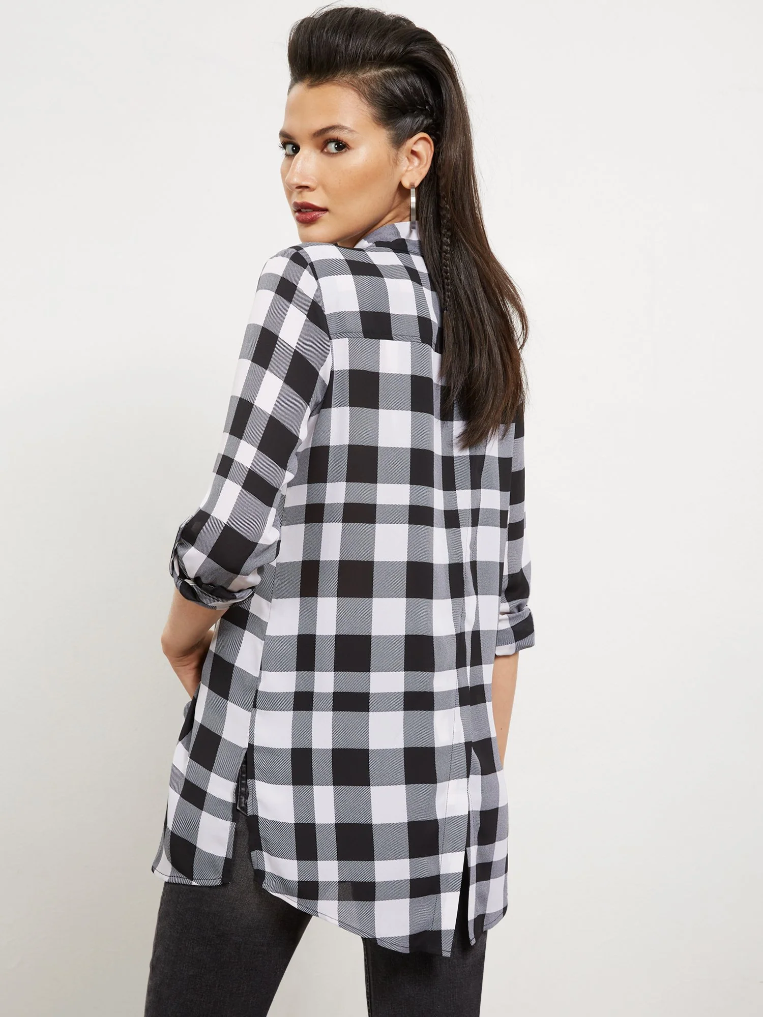Plaid Button-Down Top
