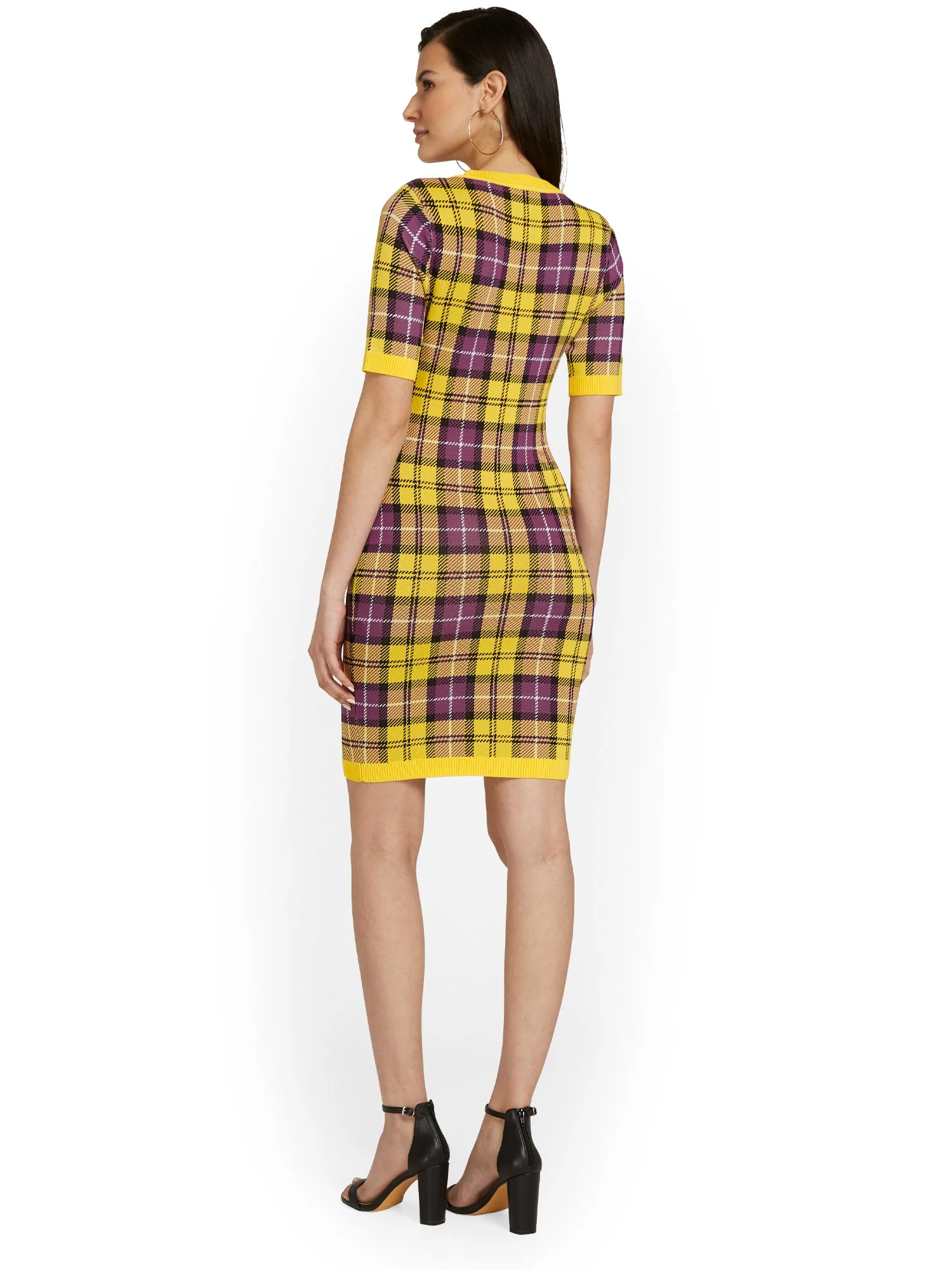 Plaid Crewneck Sheath Dress - Image 3