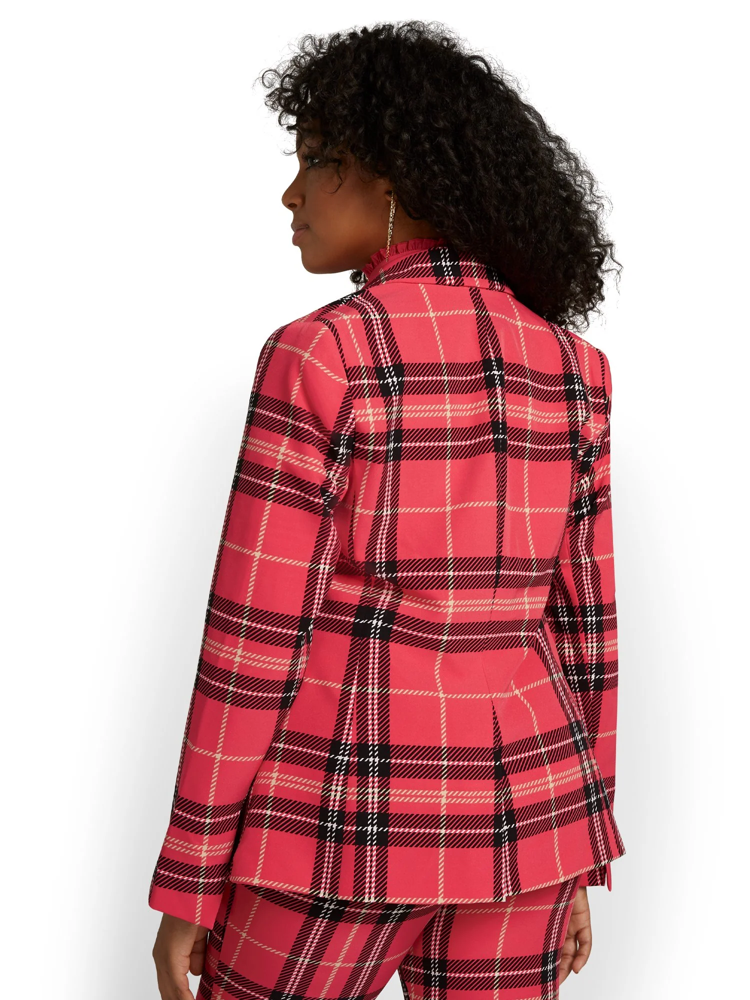 Plaid Double-Breasted Jacket - Essential Stretch - Image 3