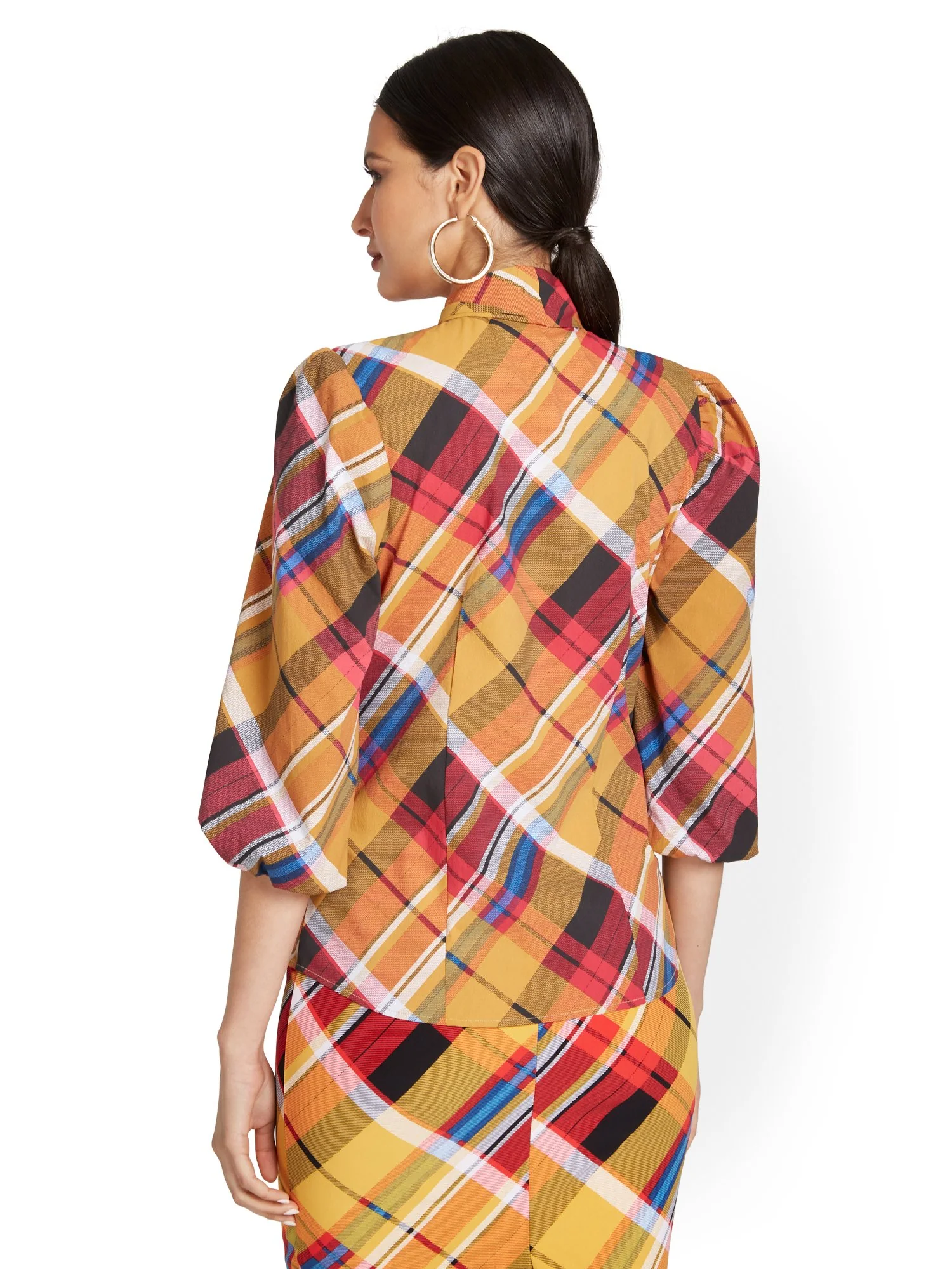 Plaid Drama Bow Poplin Shirt - Image 3