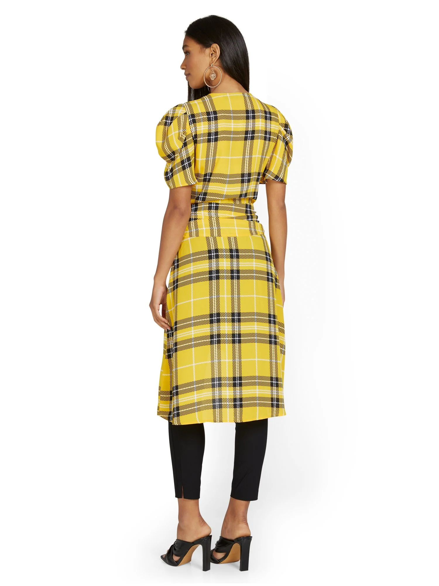 Plaid High-Low Drama Blouse - Image 3