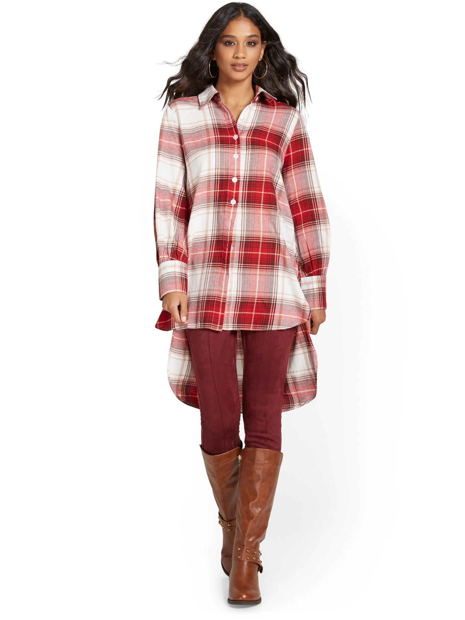 Plaid High-Low Shirt - Image 9