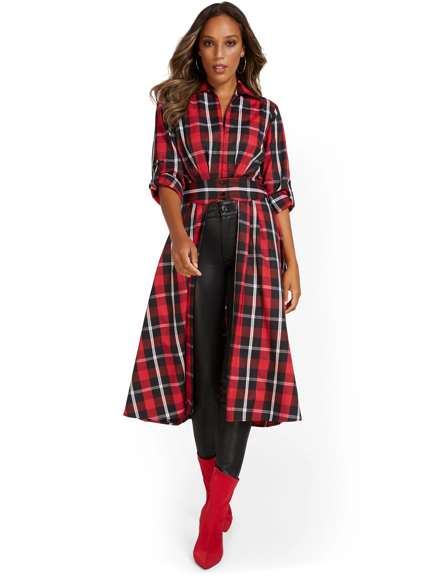 Plaid High-Low Shirt - Image 2
