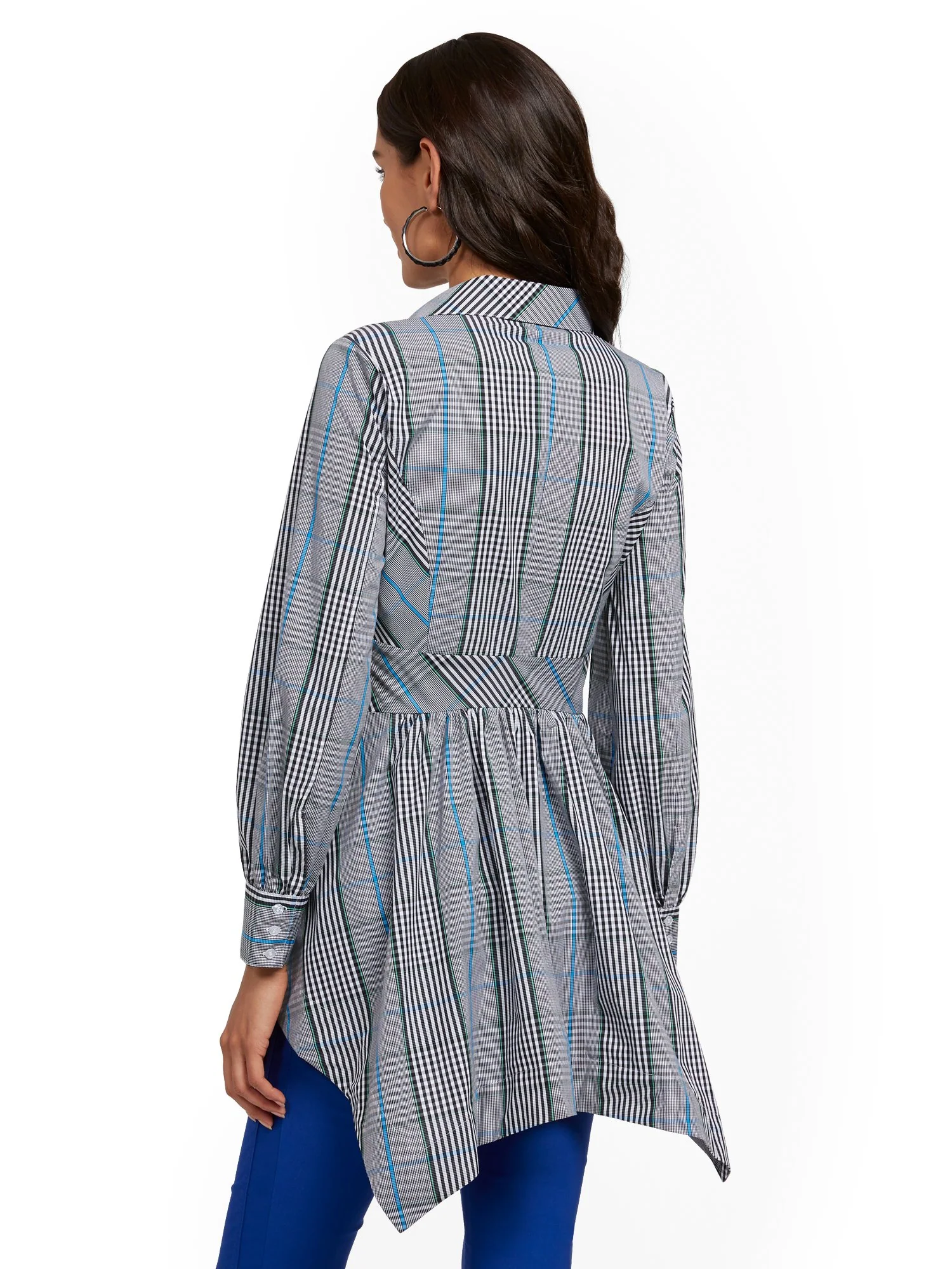 Plaid High-Low Shirt - 7th Avenue - Image 3