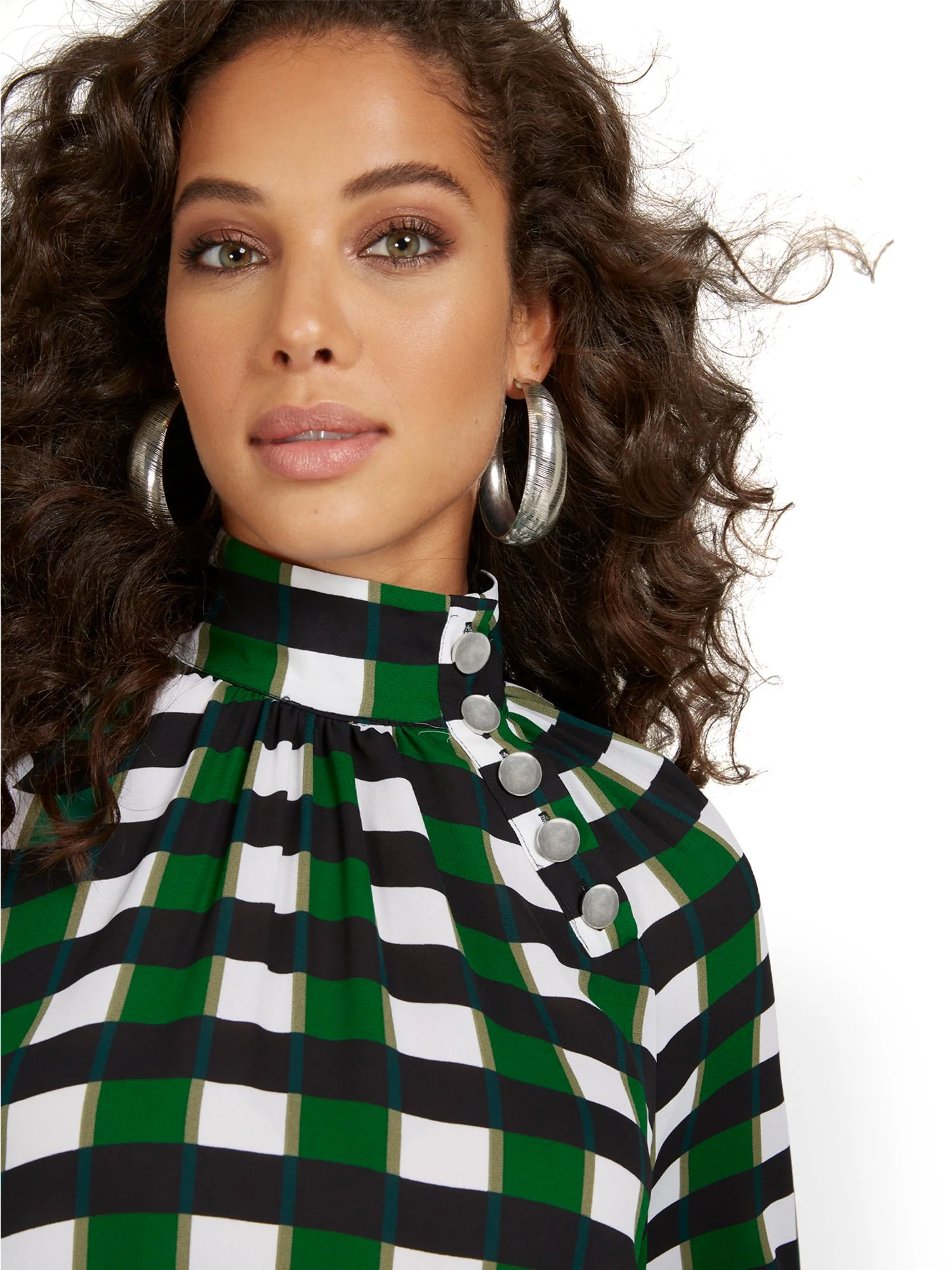 Plaid Mock-Neck Blouse - Image 3