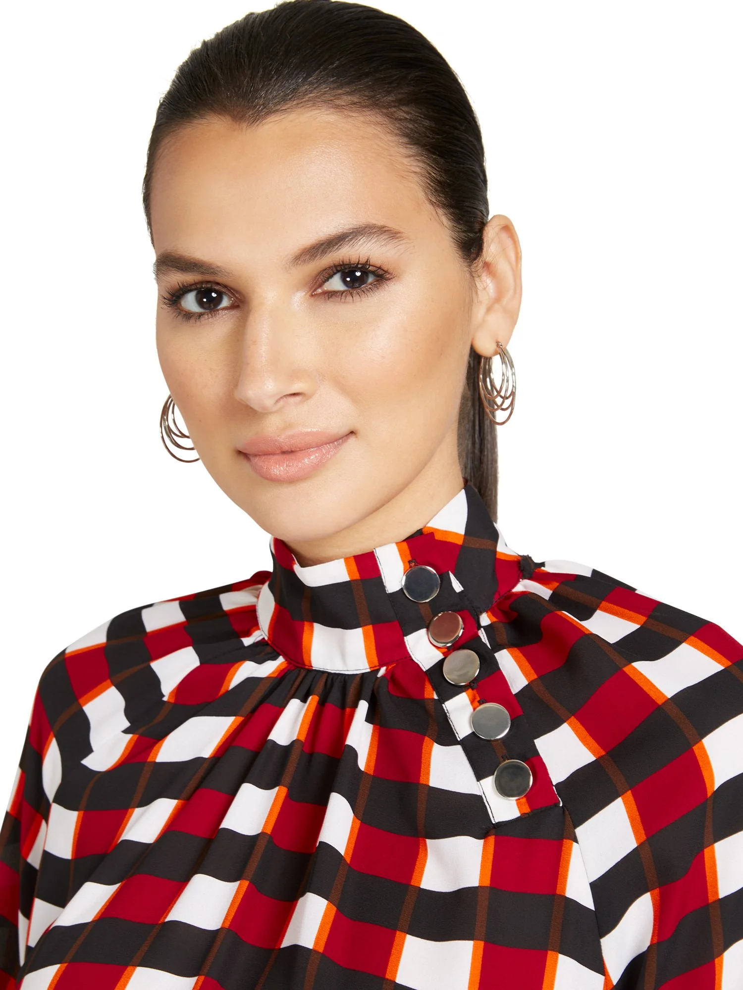 Plaid Mock-Neck Blouse - Image 7
