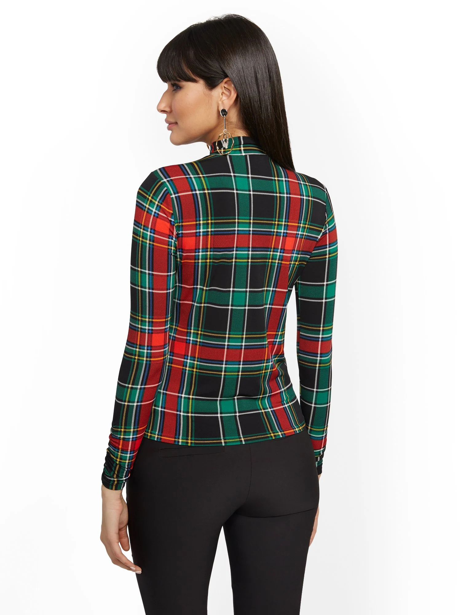 Plaid Mock-Neck Top - Image 3