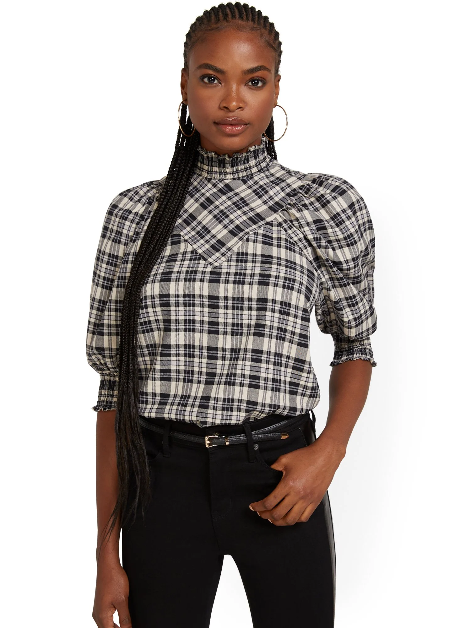Plaid Mock-Neck Top - Image 2