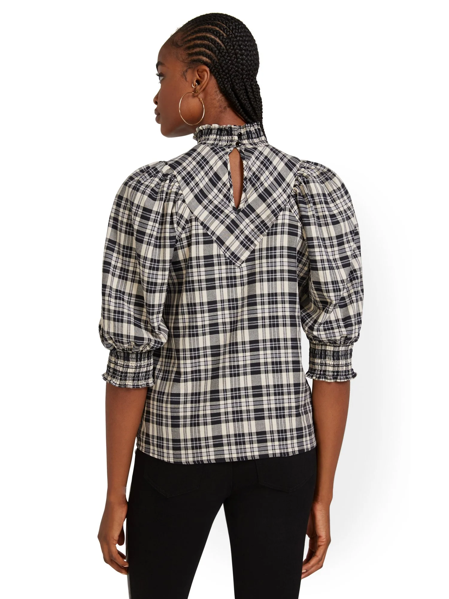 Plaid Mock-Neck Top - Image 3