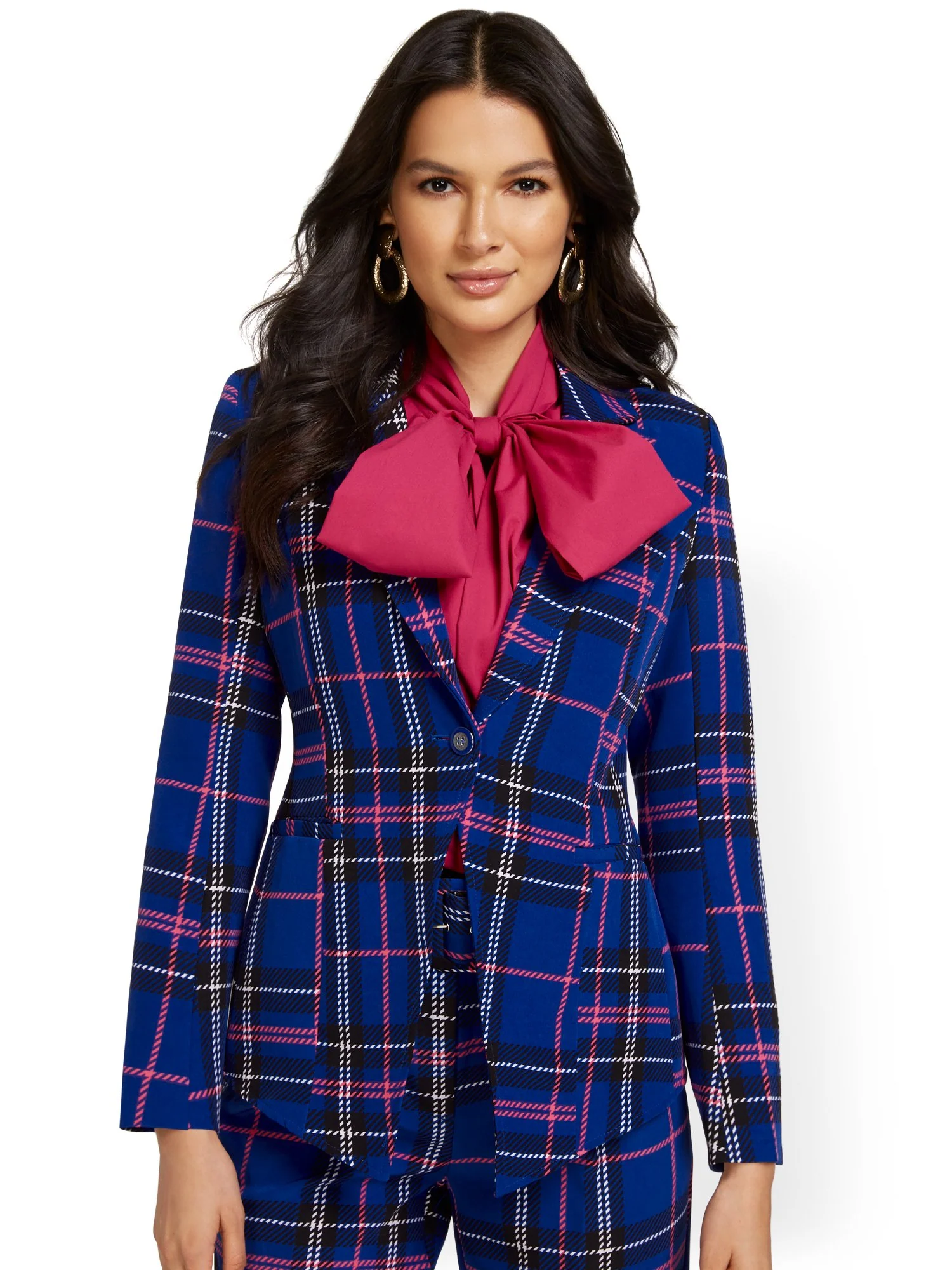 Plaid One-Button Jacket - Image 2