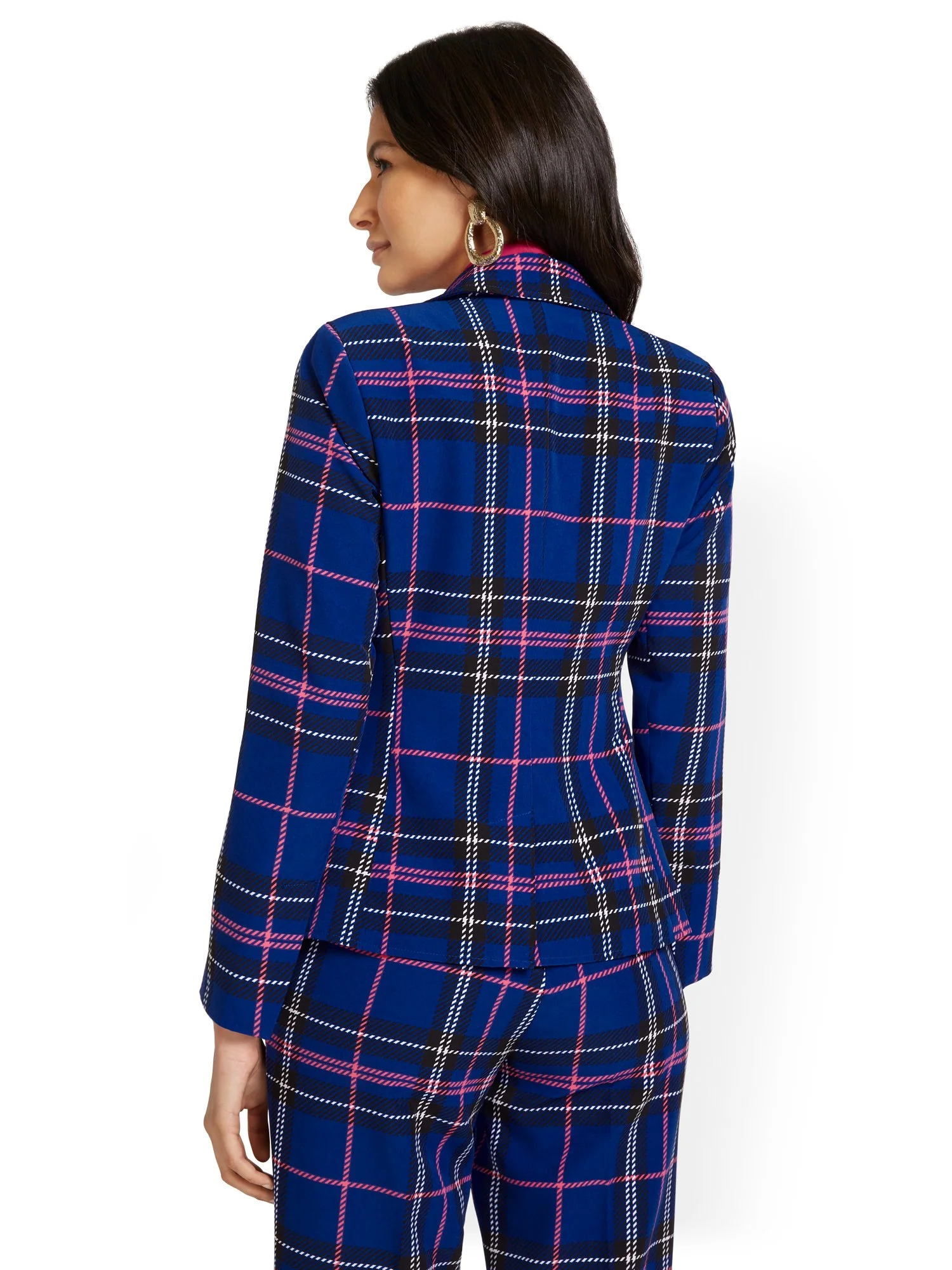Plaid One-Button Jacket - Image 3