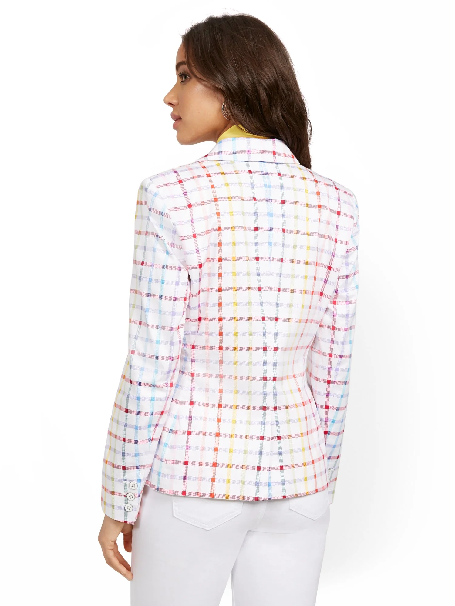 Plaid One-Button Jacket - 7th Avenue - Image 3