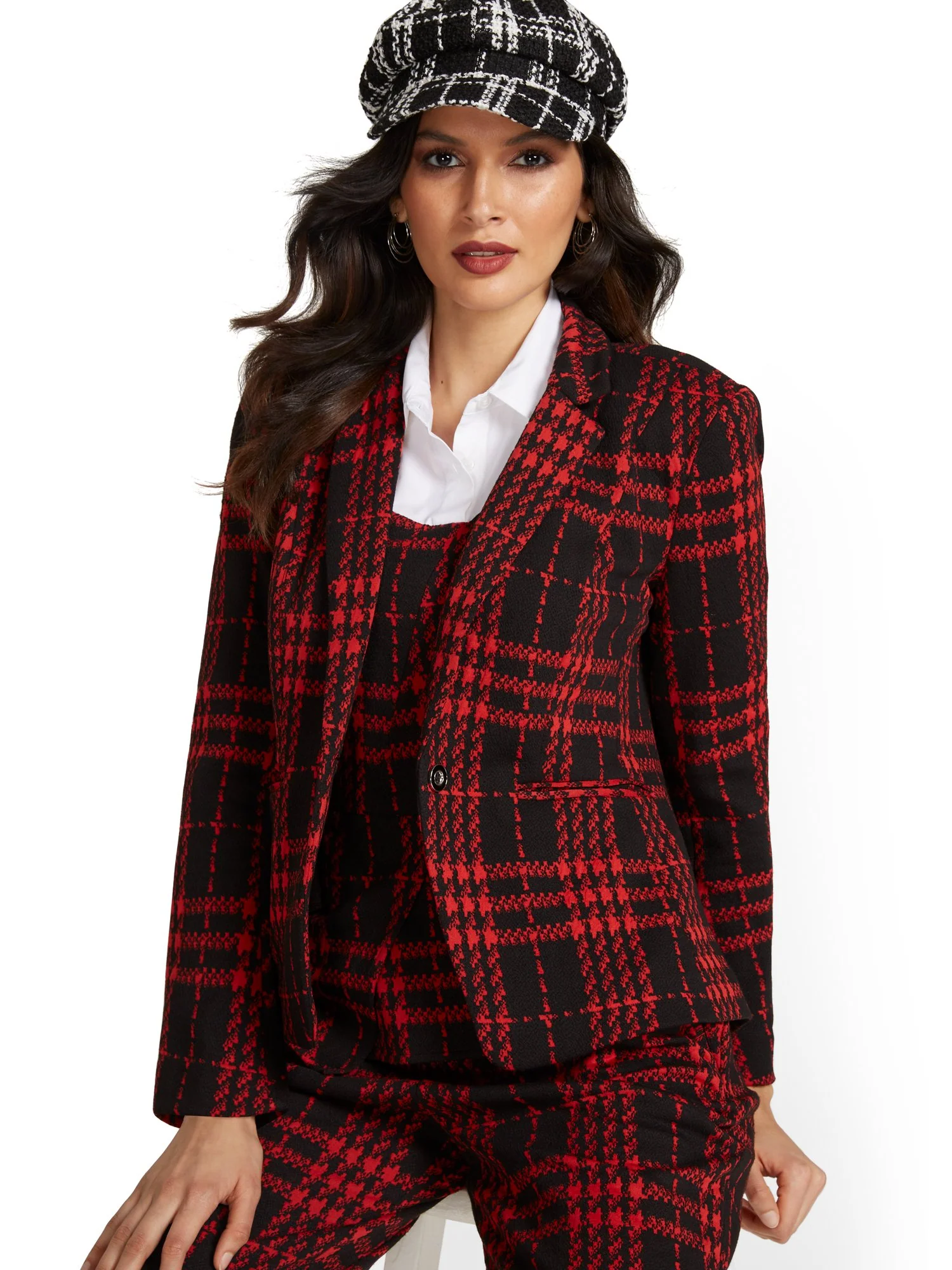 Plaid One-Button Jacket - Superflex - Image 2