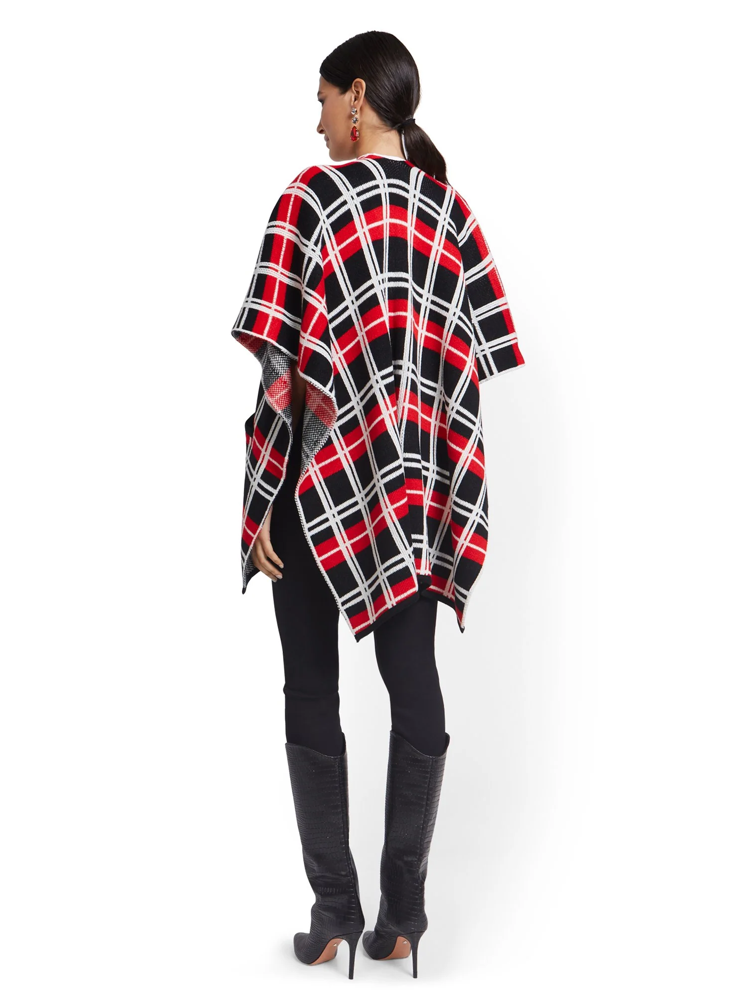Plaid Open-Front Coatigan - Image 3