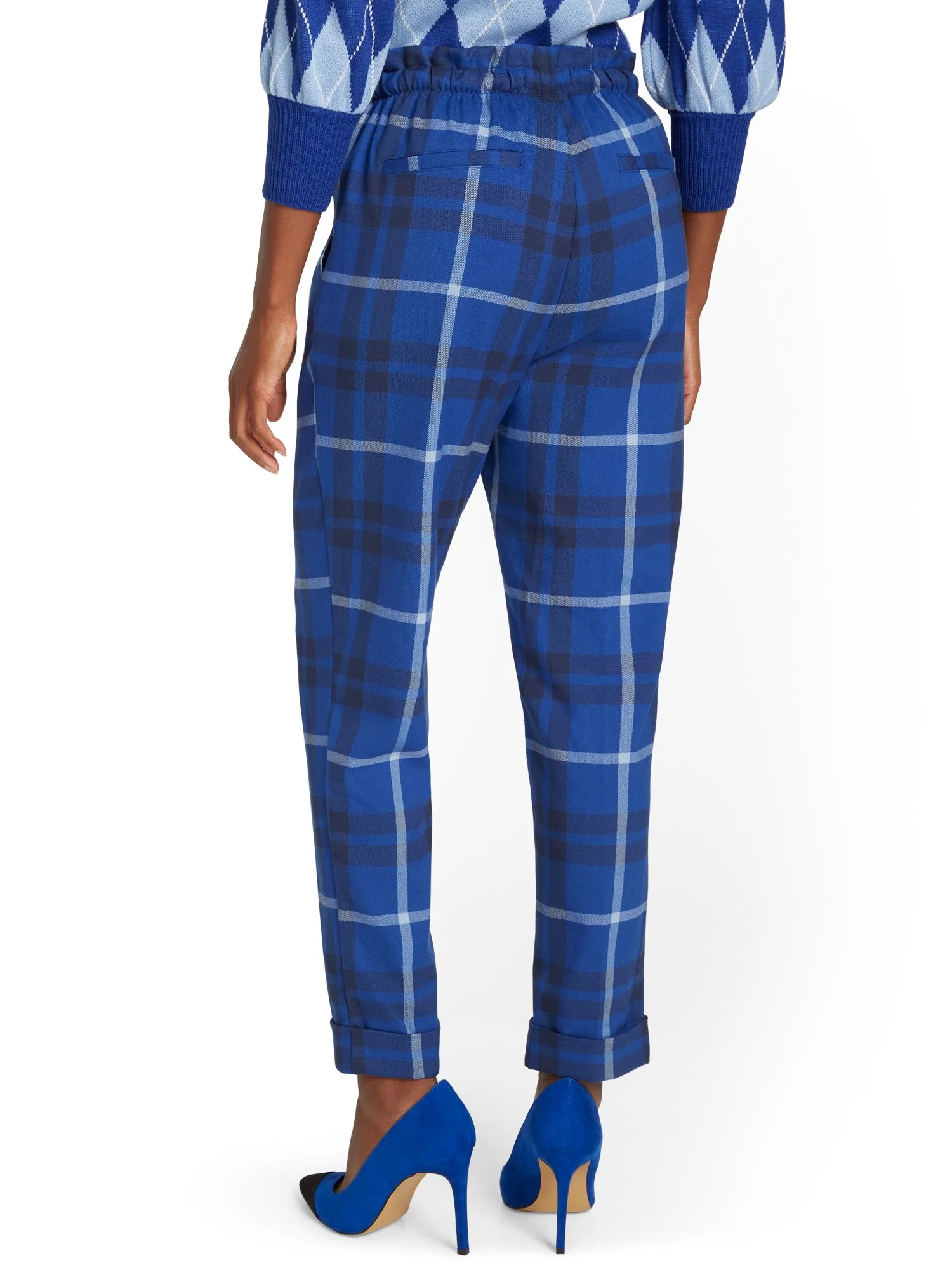 Plaid Paperbag-Waist Straight-Leg Ankle Pant - Image 3
