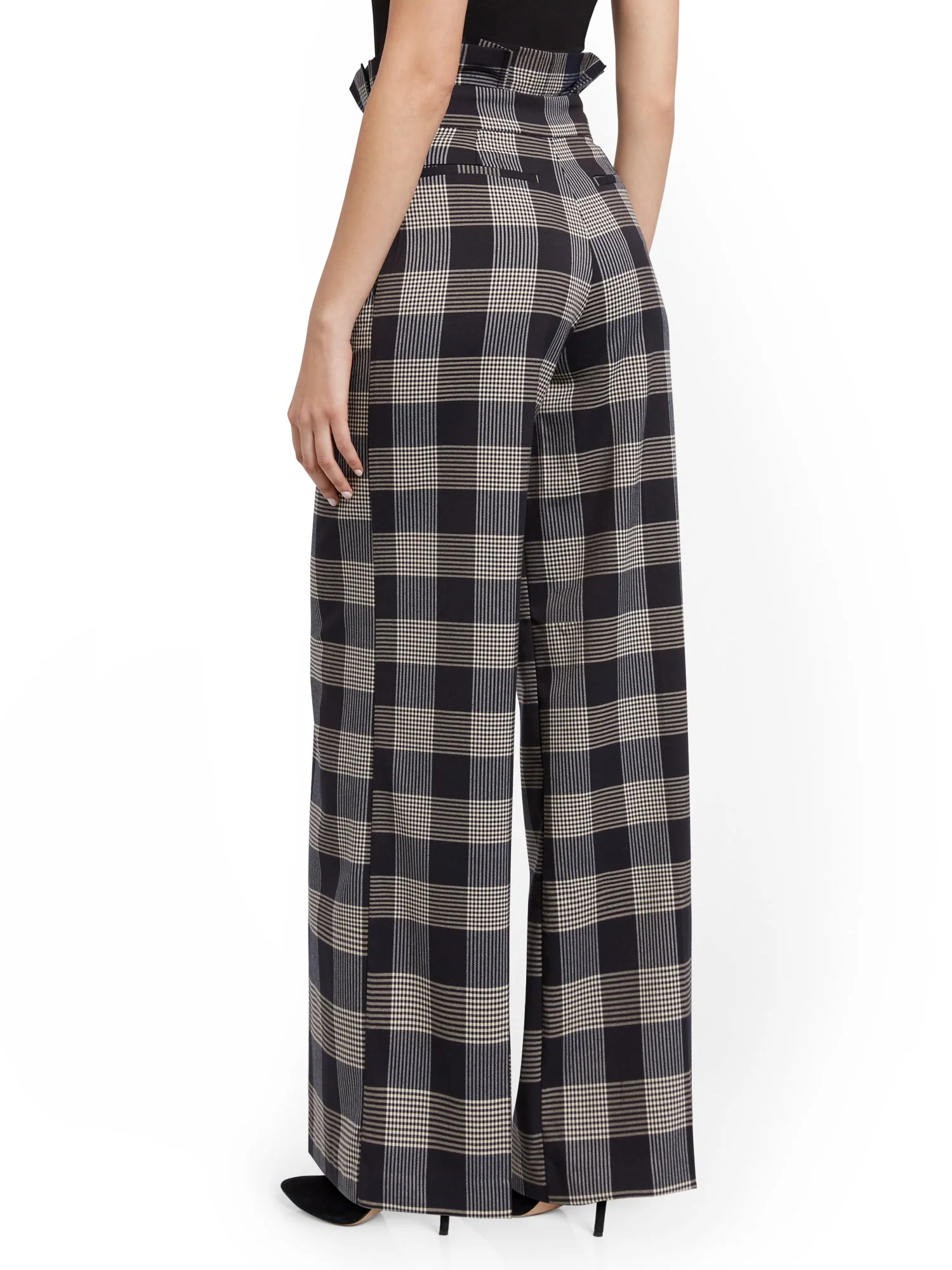 Plaid Paperbag-Waist Wide-Leg Pant - Image 3