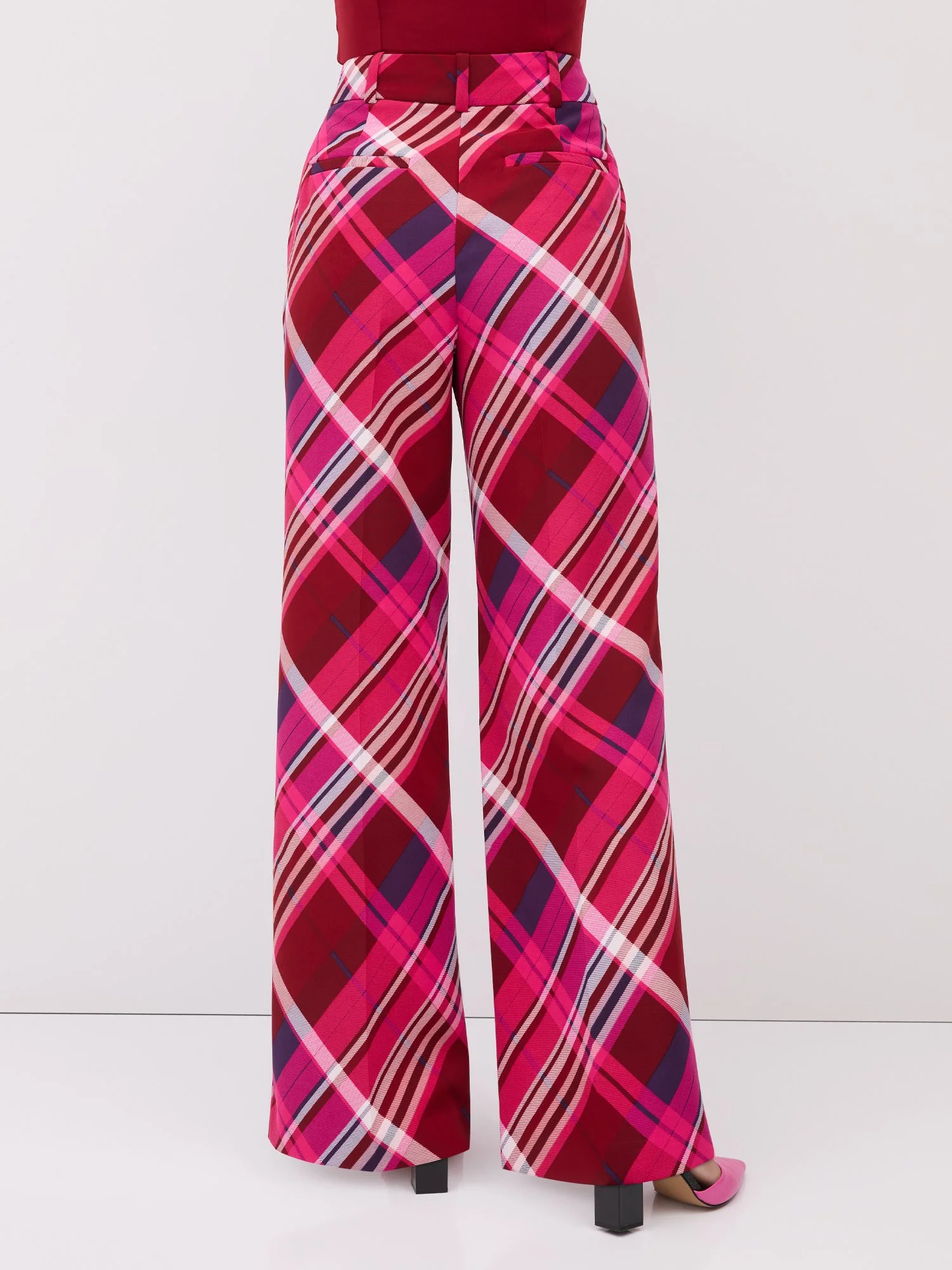 Plaid Pleated High-Waisted Wide-Leg Pant - Image 3