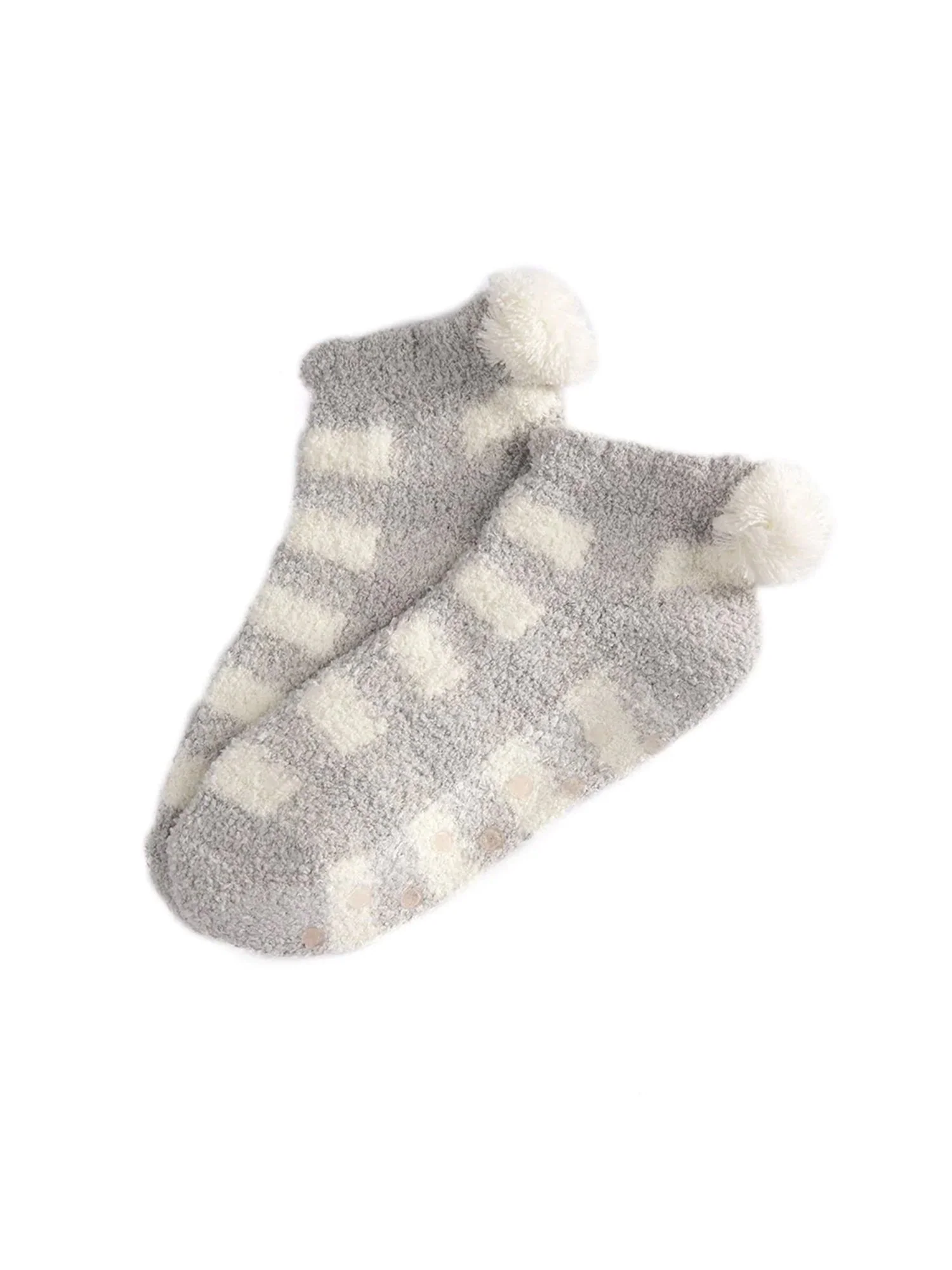 Shiraleah Plaid Plush Home Socks, Grey - Brands We Love - Image 2