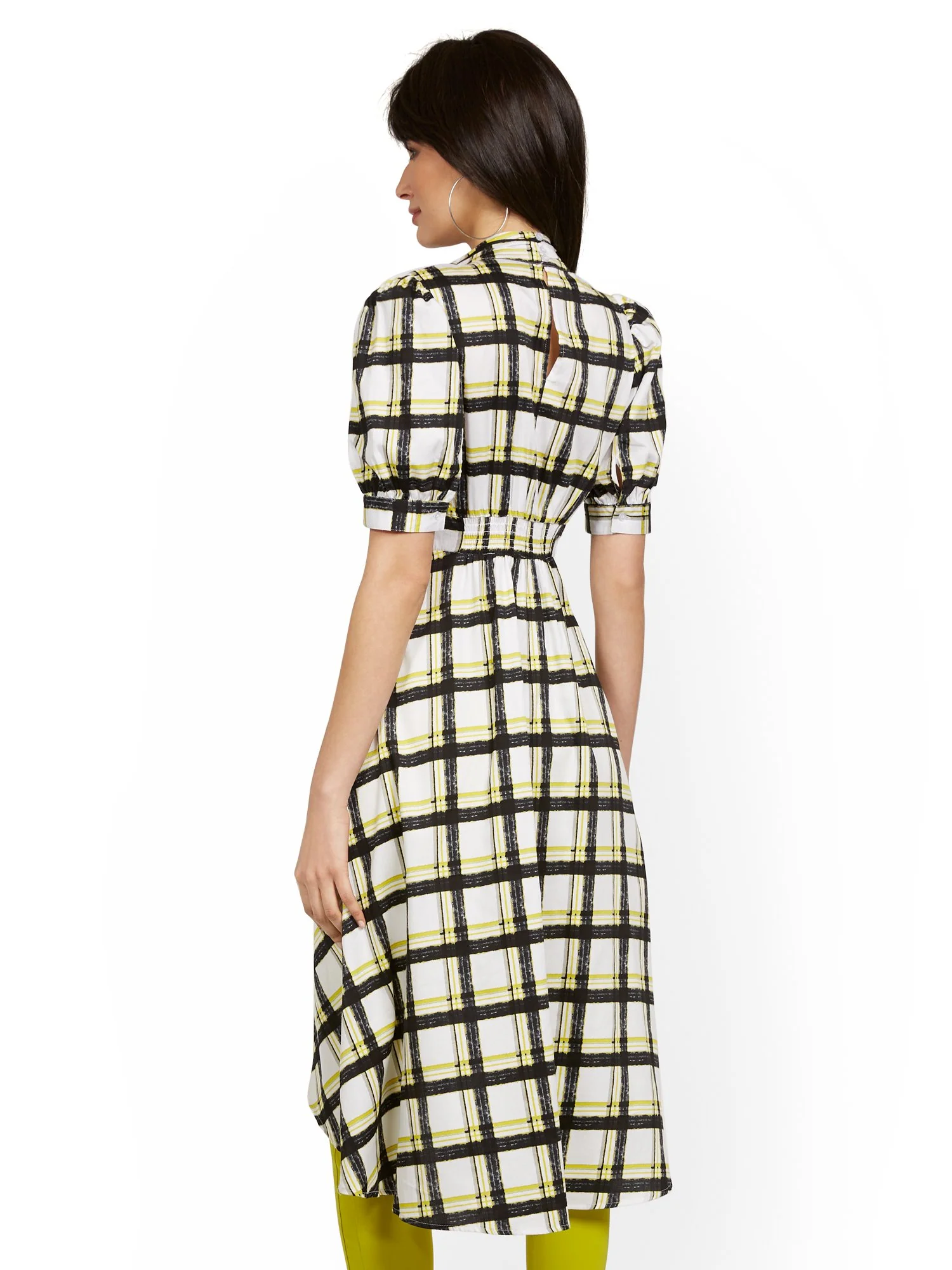 Plaid Poplin High-Low Shirt - Image 3