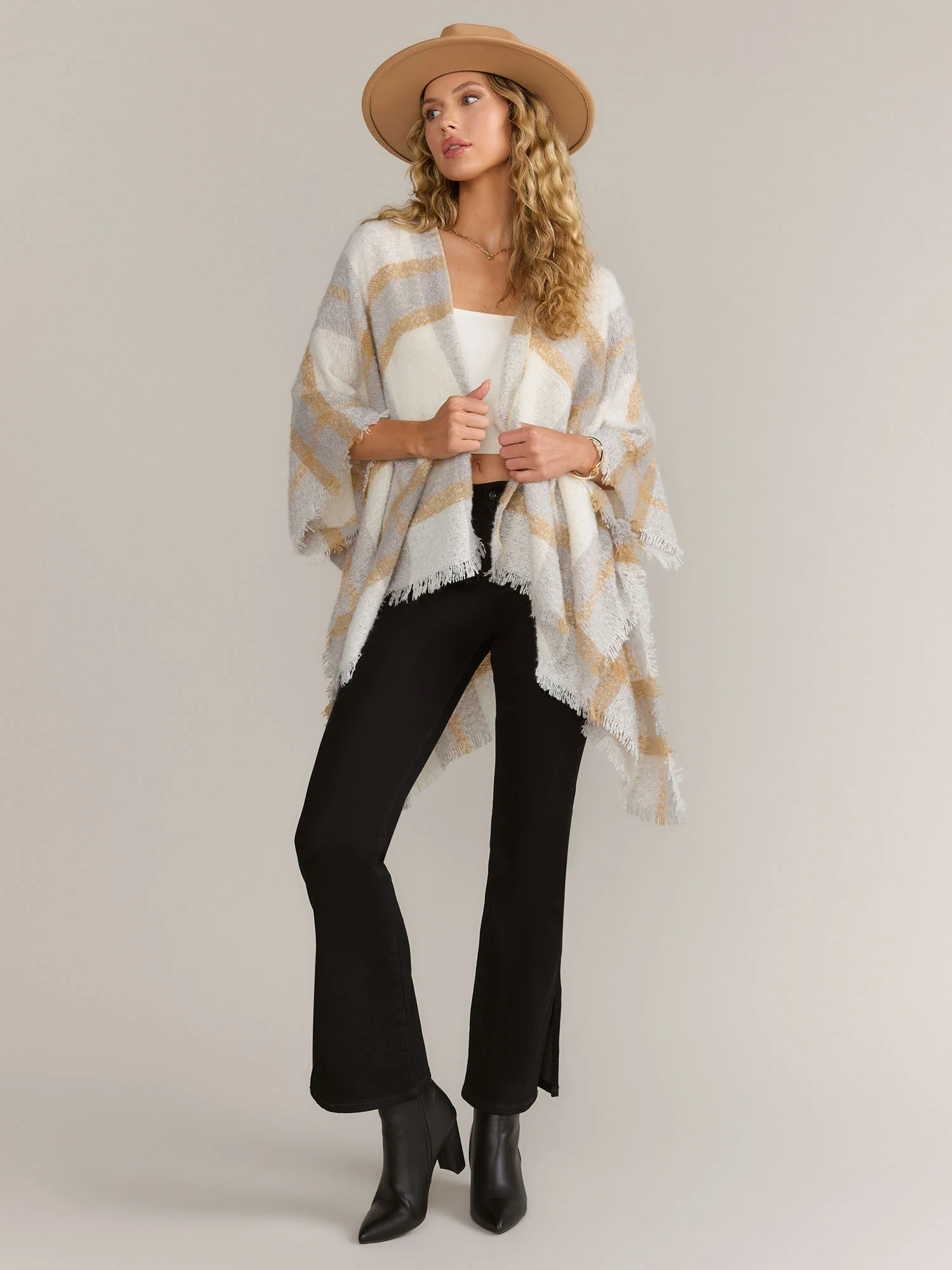 Plaid Print Ruana - Image 2